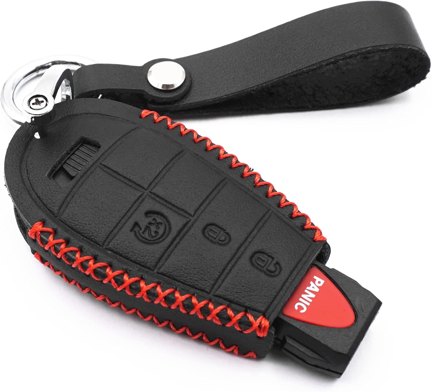 Funda de cuero inteligente con 4 botones para Dodge Ram 1500 2500 3500 Challenger Durango Grand Caravan Journey Jeep Grand Cherokee (negro)