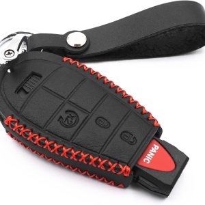 Funda de cuero inteligente con 4 botones para Dodge Ram 1500 2500 3500 Challenger Durango Grand Caravan Journey Jeep Grand Cherokee (negro) Funda de cuero inteligente con 4 botones para Dodge Ram 1500 2500 3500 Challenger Durango Grand Caravan Journey Jeep Grand Cherokee (negro)