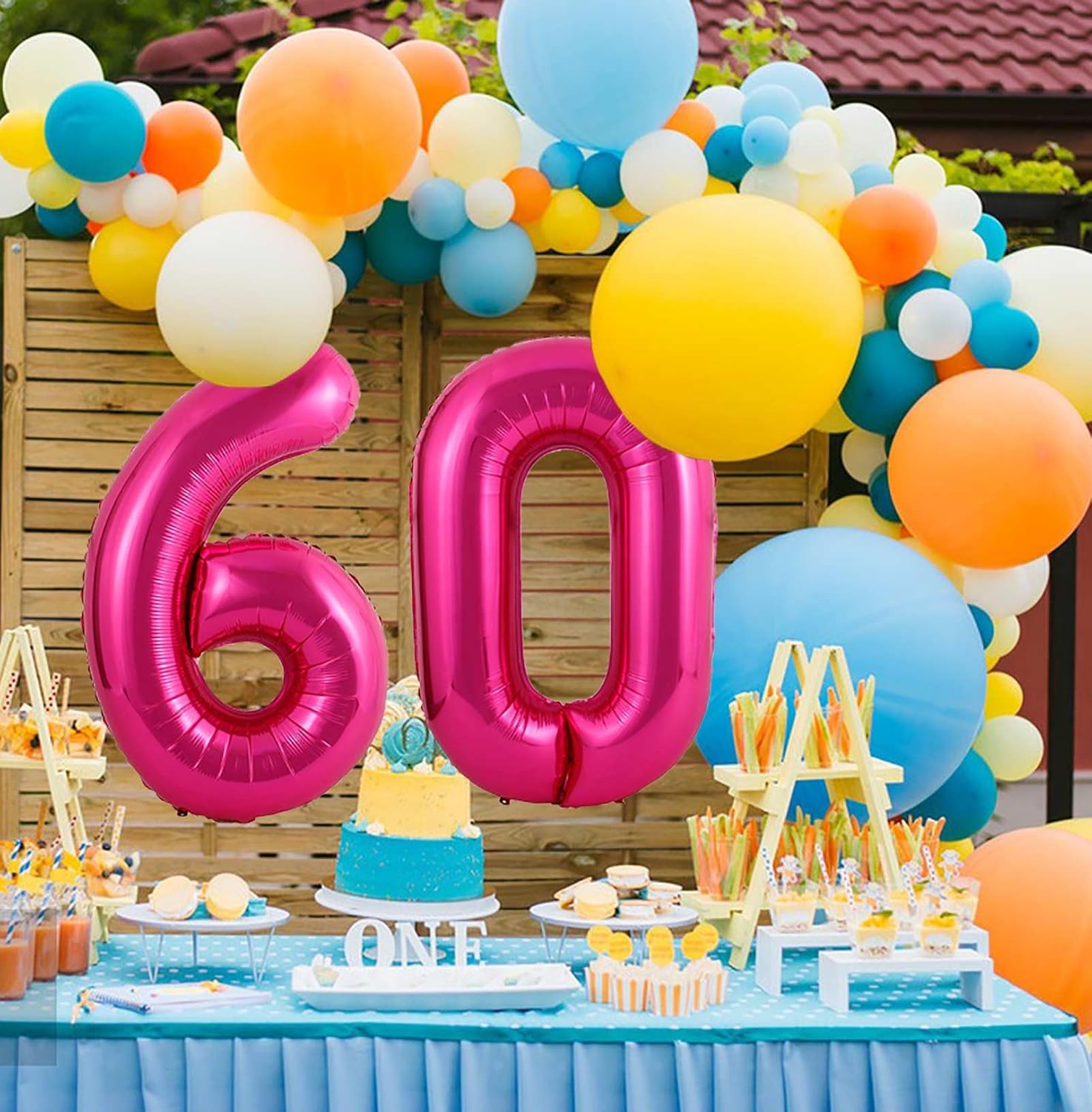 Globos gigantes de color rosa intenso con el número 60, 40 pulgadas Jumbo número 60, globos grandes de aluminio de Mylar para niñas y mujeres,
