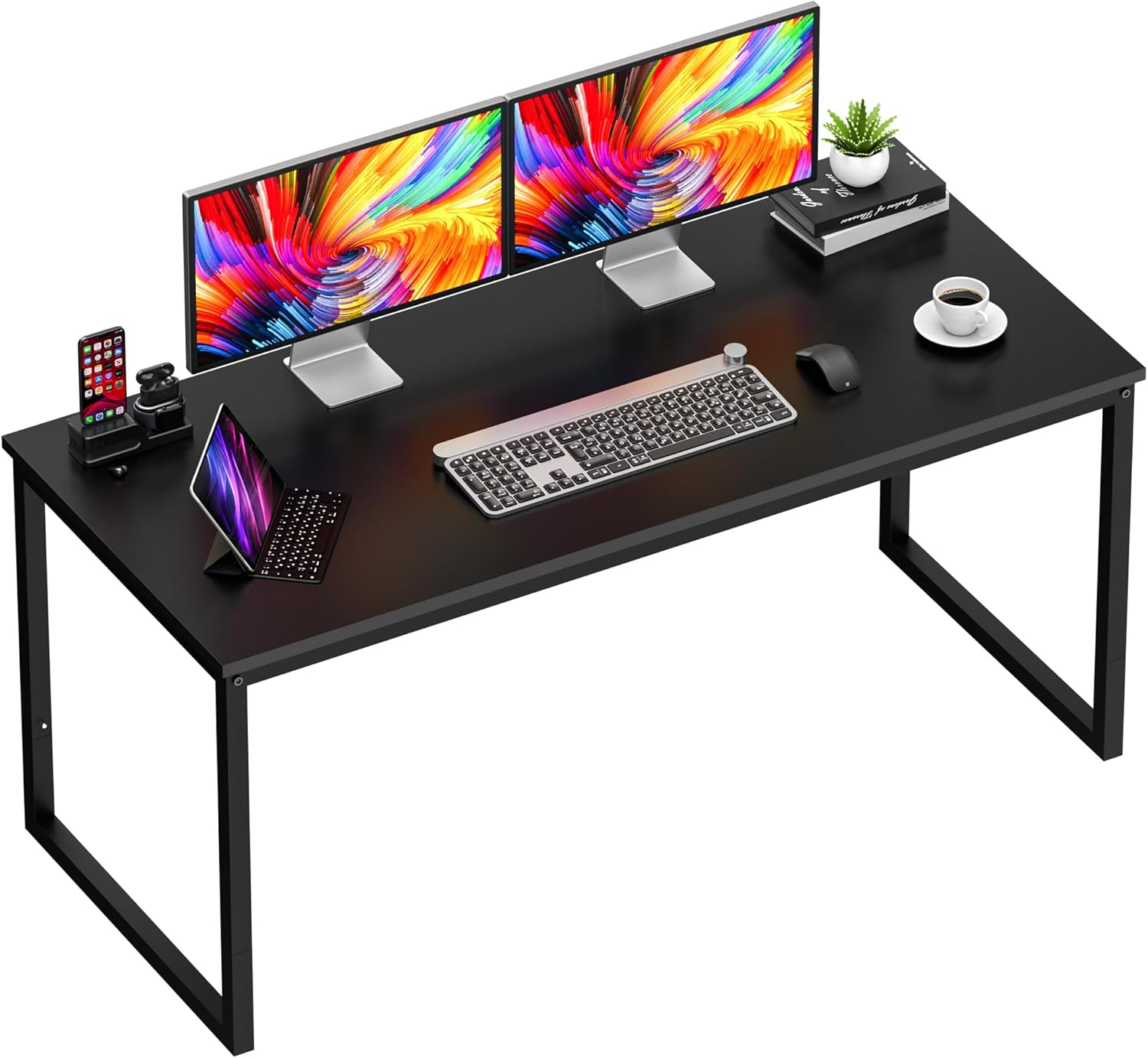 SUPER DEAL Escritorio para computadora de 55 pulgadas, moderno y resistente, escritorio de oficina para computadora portátil, mesa de escritura
