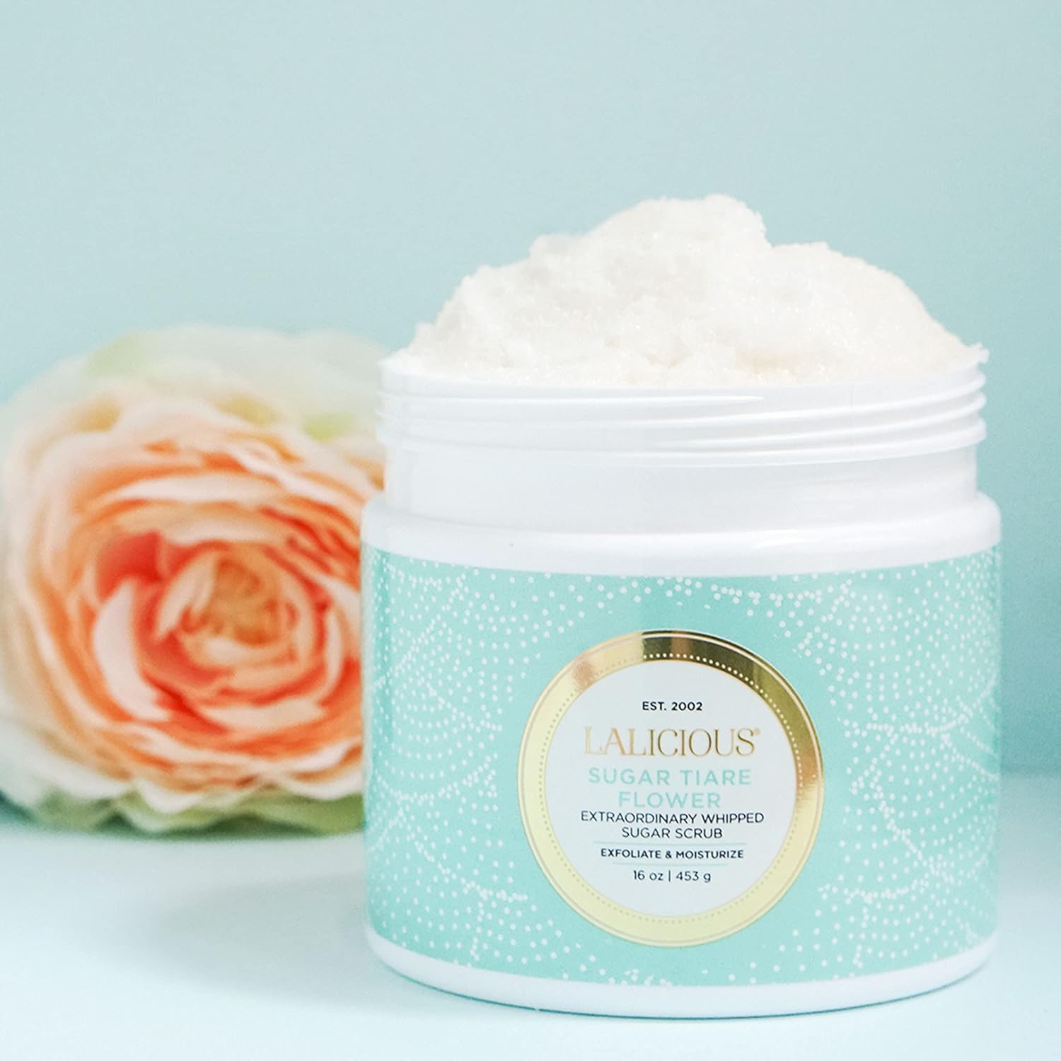 LaLicious Sugar Tiare Flower Extraordinary Whipped Sugar Scrub – Exfoliante de azúcar de caña para cuerpo y pies, exfoliante e hidratante para el
