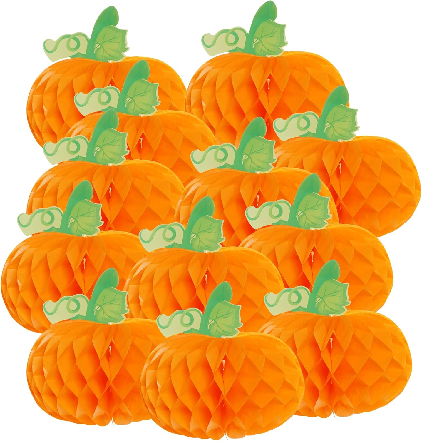 Sucrain 12 calabazas de panal 3D de calabaza de papel de seda para Halloween, fiesta de Acción de Gracias, suministros de festival de otoño (naranja)