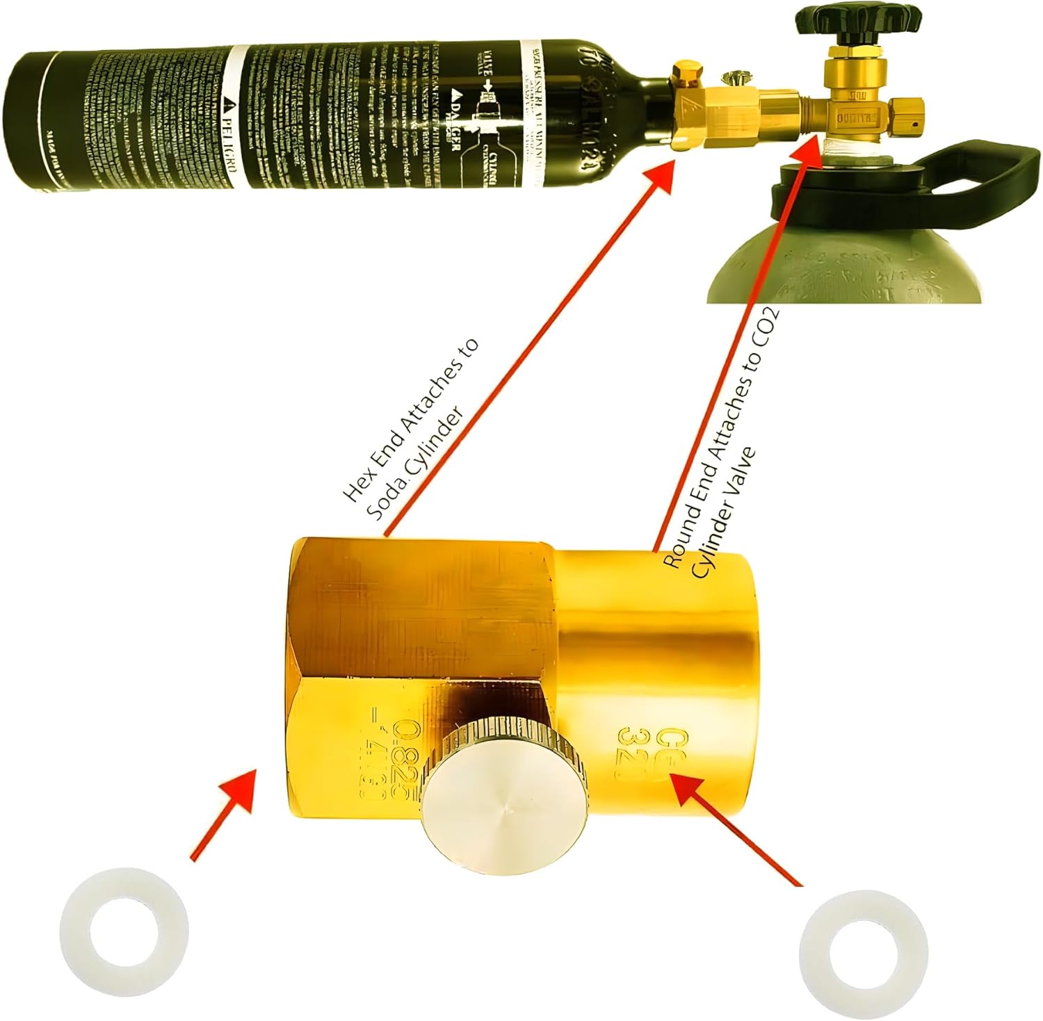 Paintball – Adaptador de repuesto para cilindro de tanque de CO2 con válvula de purga