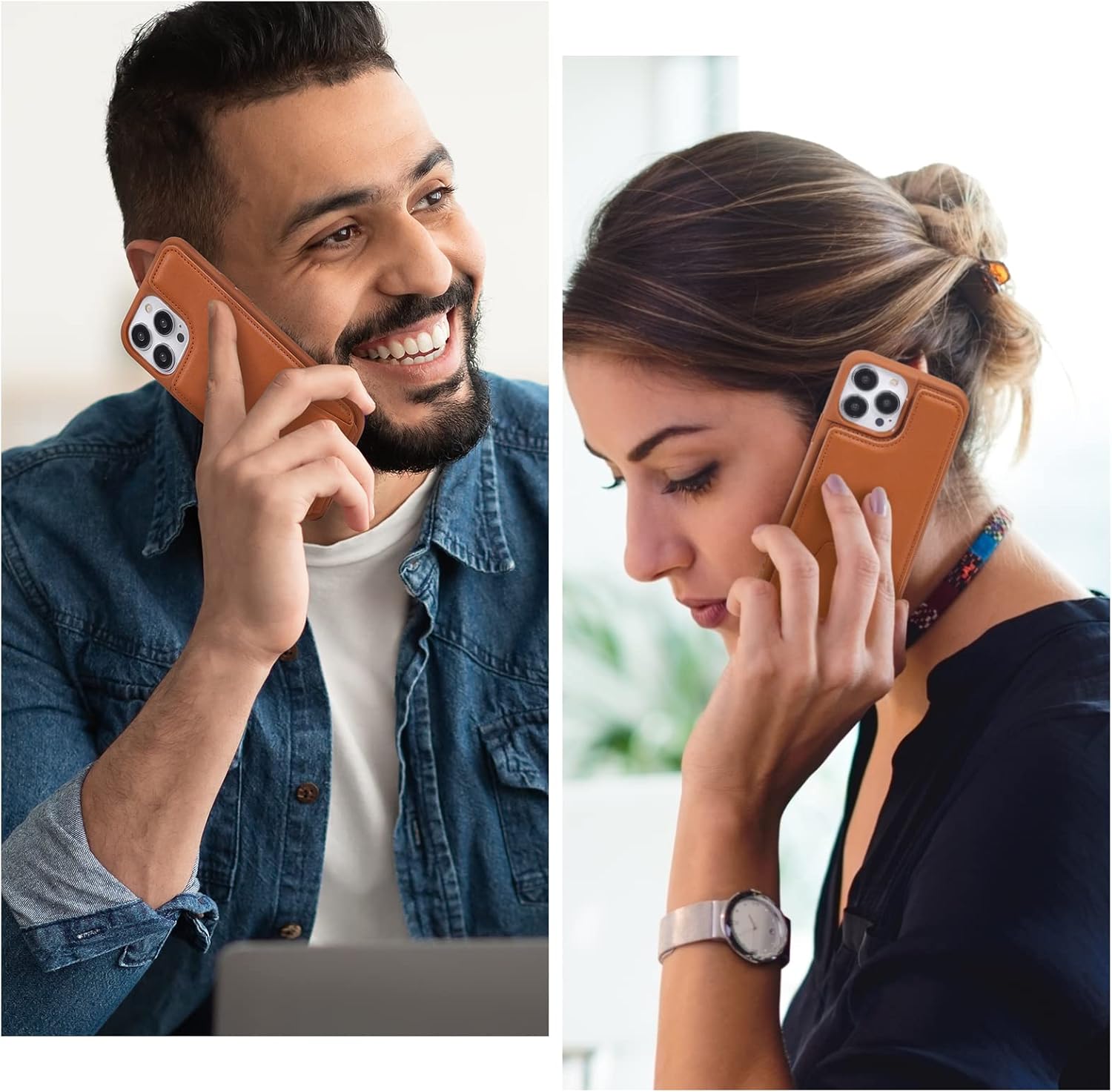 HANDODO Funda tipo cartera compatible con iPhone 14 Pro Max, funda magnética de cuero con ranuras para tarjetas, con bloqueo RFID, doble cierre,