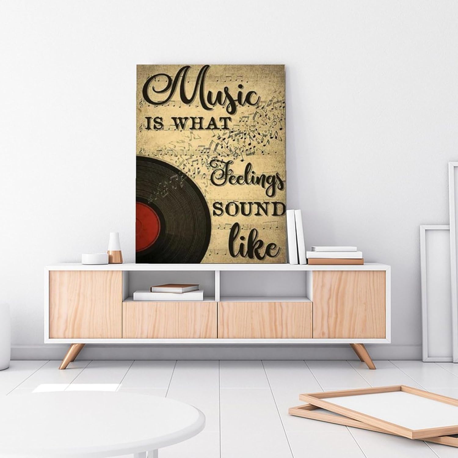 ESyem Póster musical Music Is What Feelings Sound Like Retro Cafe Wall Art Póster de arte de pared y arte de pared, póster artístico y arte de