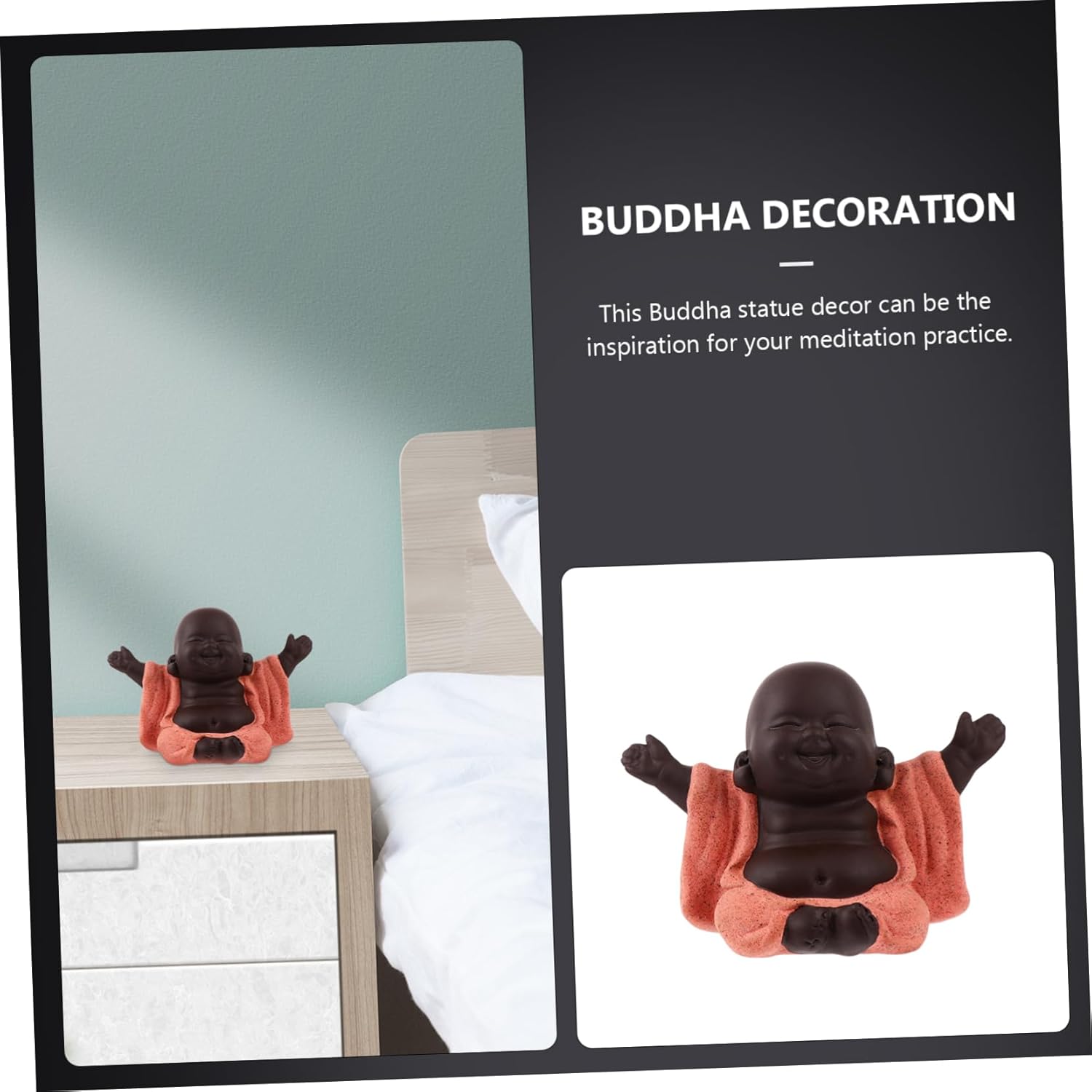 Abaodam 4 Pcs Tea Pet Maitreya Statue Small Monk Figurine Aquarium Buddha Statues Buddhism Table Figurine Lucky Fish Tank Decorations Buddha
