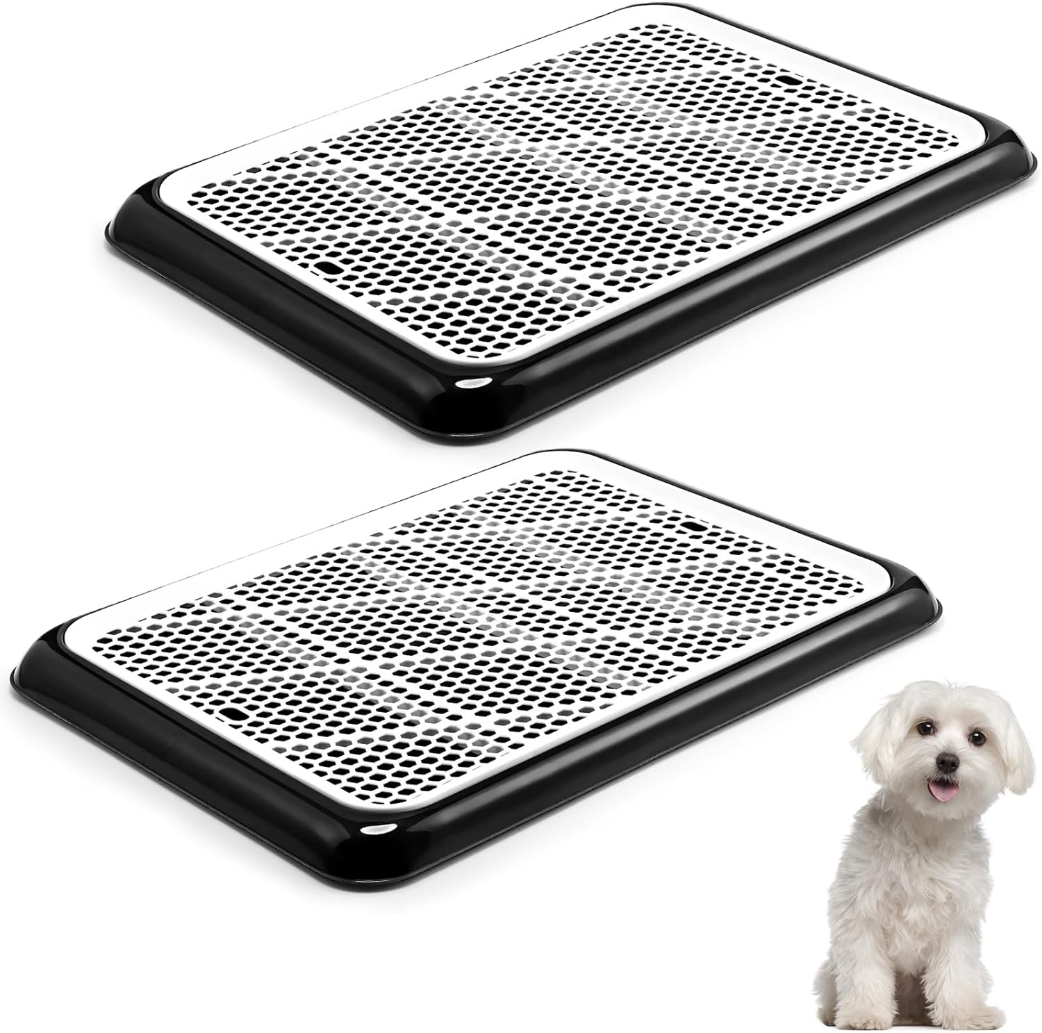 Mifoci 2 bandejas para orinal para perros con rejilla, caja de arena portátil para mascotas, para entrenamiento de perros, inodoro y cachorros,