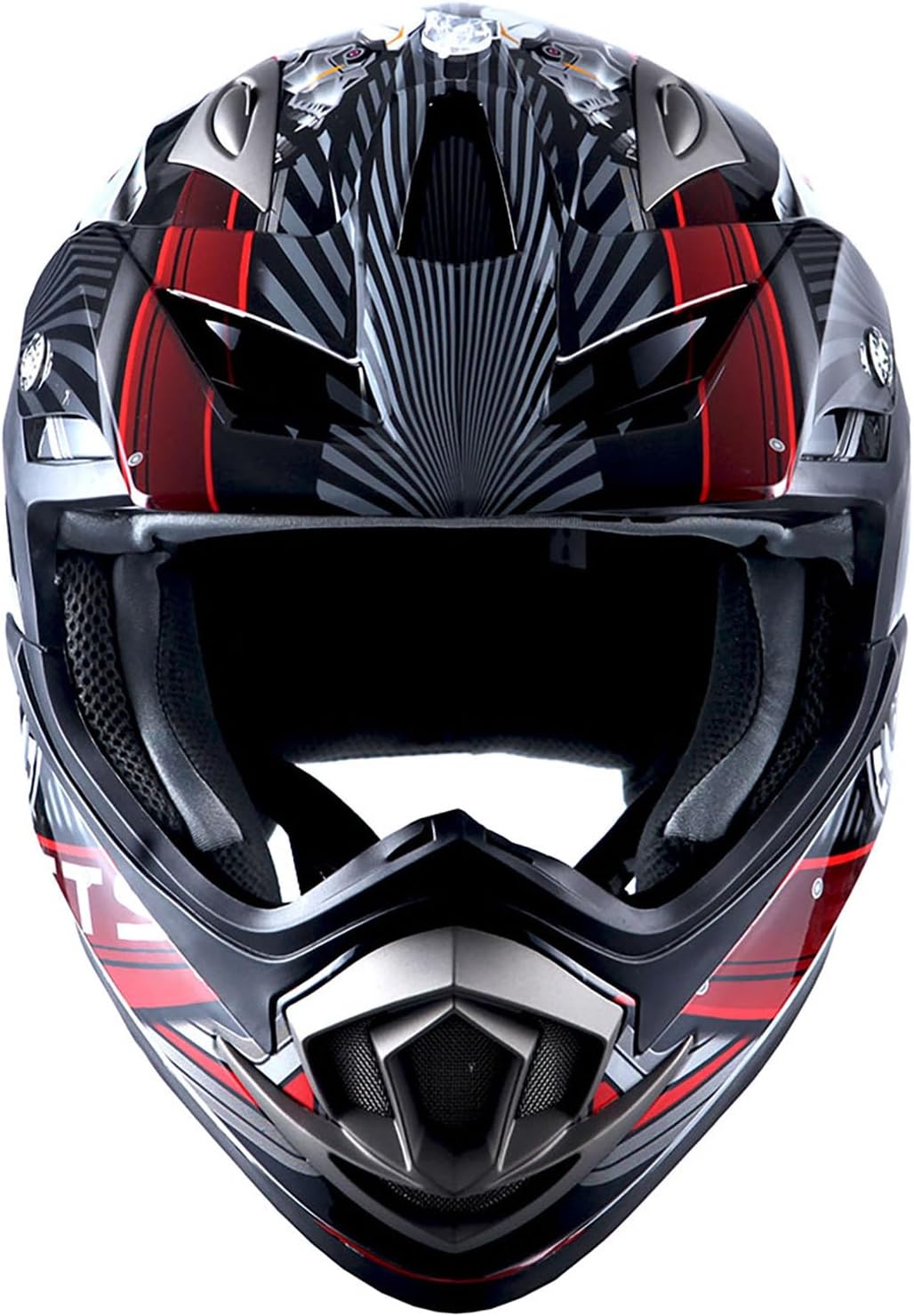 Casco de motocross para adulto, todo terreno MX BMX ATV Dirt Bike mecánico de fibra de carbono negra