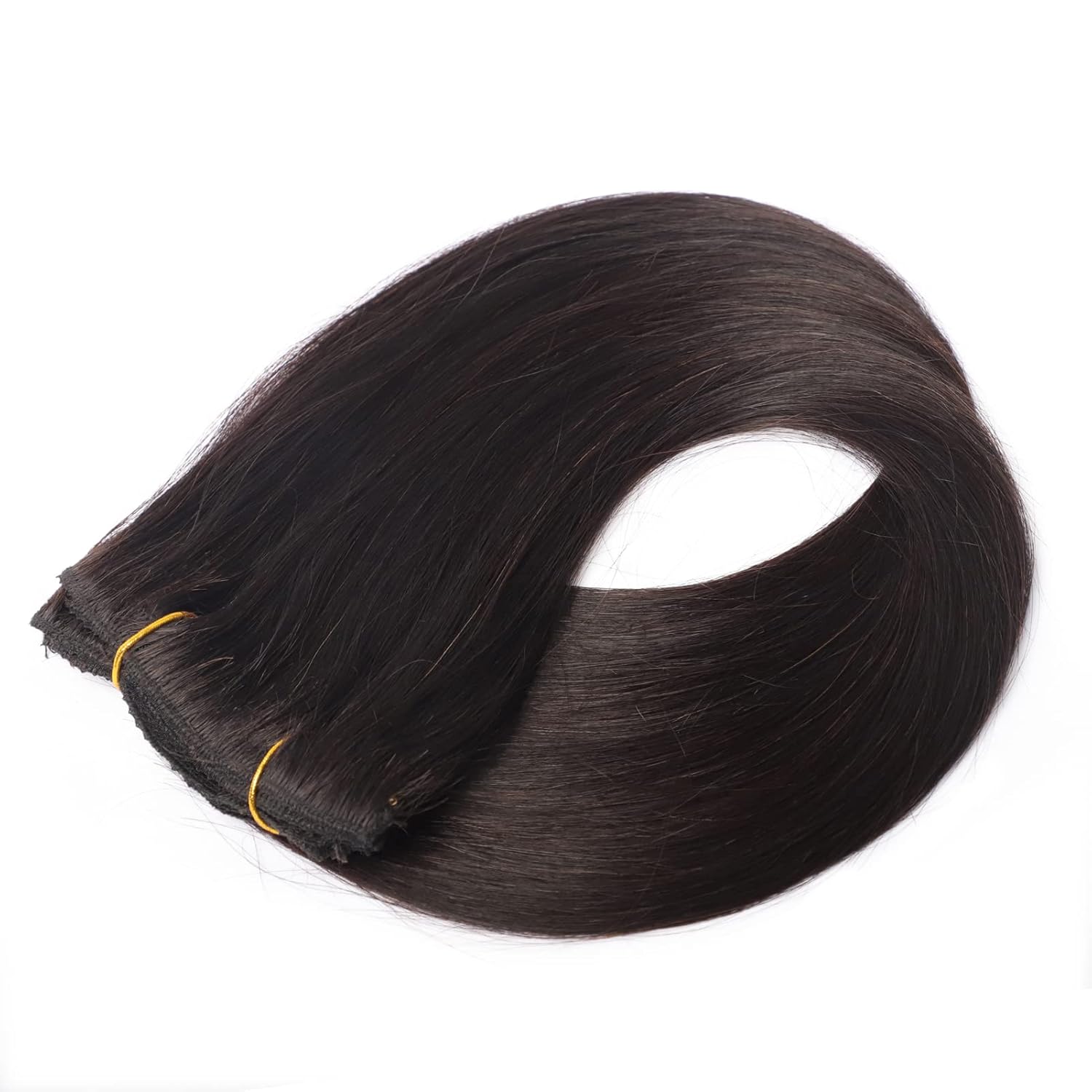 Dalise Extensiones de cabello humano con clip, color negro natural, doble trama, extensiones de cabello suave liso con clip (#1B, 16 pulgadas)