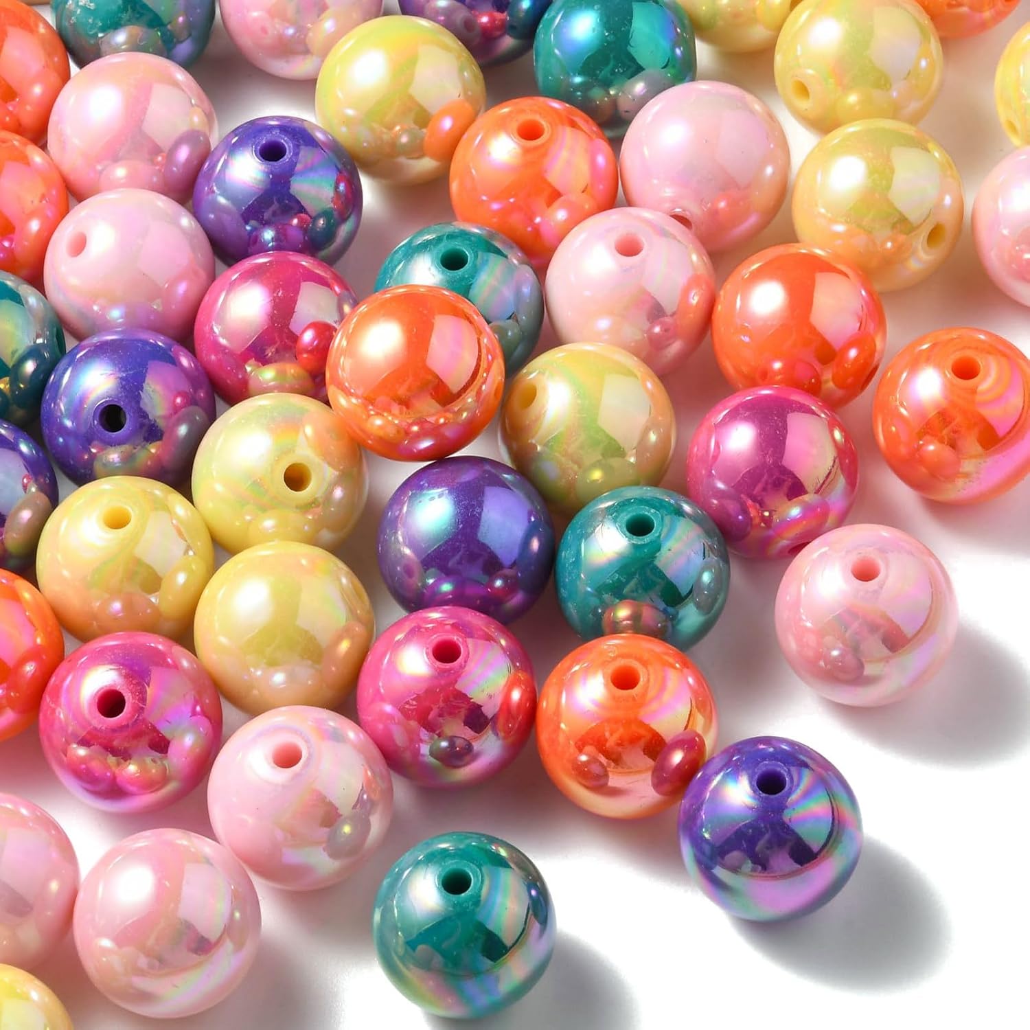 KitBeads 111 cuentas redondas redondas de goma de mascar de 0.787 pulgadas (0.787 in), cuentas acrílicas redondas AB coloridas para hacer joyas,