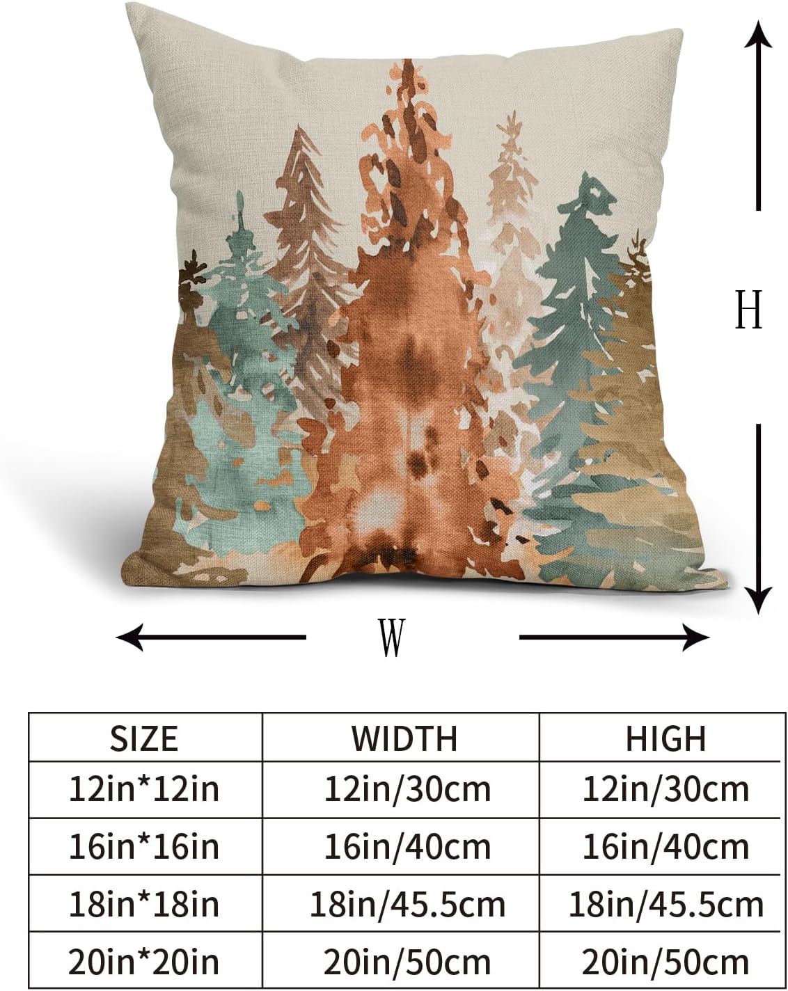 Sweetshow Juego de 2 fundas de almohada de color otoñal de 20 x 20 pulgadas, estilo rústico, acuarela, árbol de otoño, con temática de naturaleza,