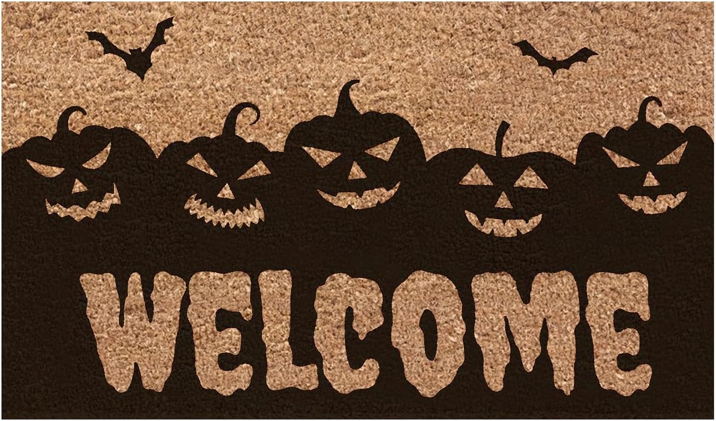 Tapete antideslizante de Halloween con estampado de fibra de coco de bienvenida para Halloween, fantasma, araña, mojado, tapete personalizado para