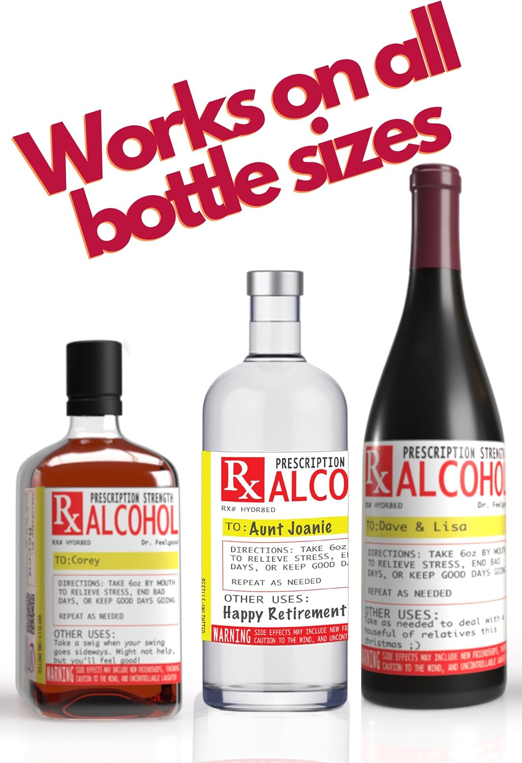 Etiquetas divertidas para botellas de vino, paquete de 3 calcomanías falsas para botellas de vodka, tequila o whisky, no es una bolsa de regalo de