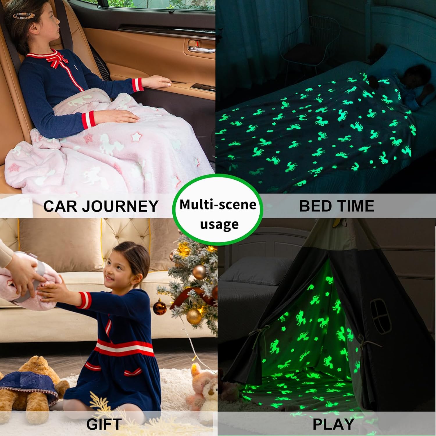 Manta que brilla en la oscuridad, regalos de unicornio para niños, niñas y adolescentes, suave y acogedora manta rosa, manta para niños pequeños