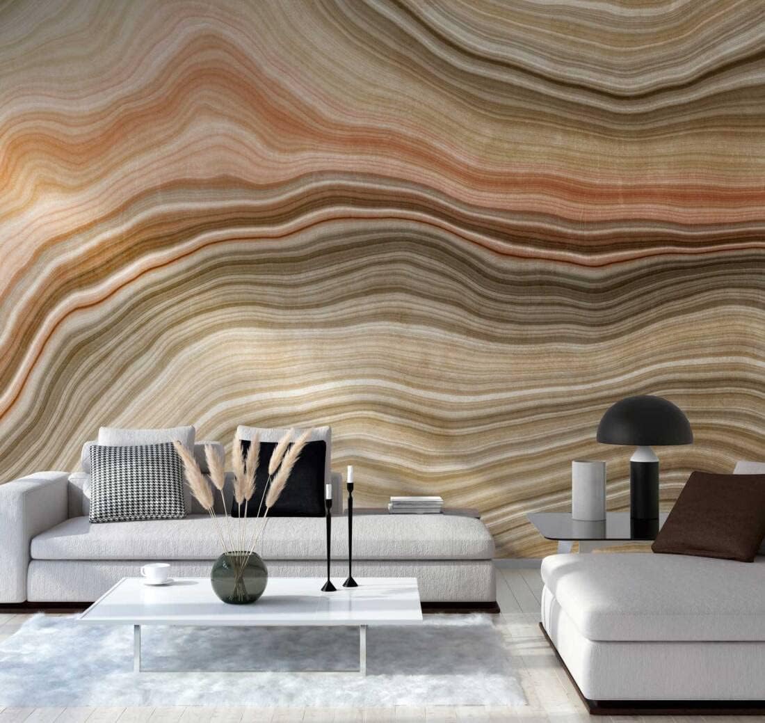CONCORD WALLCOVERINGS  Papel tapiz vintage para pared con azulejos de ondas, beige, marrón y blanco, 146 pulgadas de ancho x 110 pulgadas de alto, 7