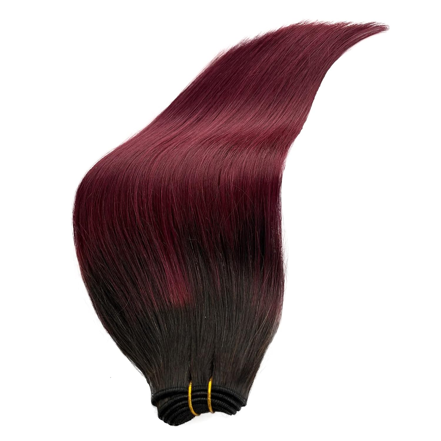 Extensiones de cabello humano para coser, color burdeos, atadas a mano, extensiones de cabello de trama de 16 pulgadas, sedosas y lacias,