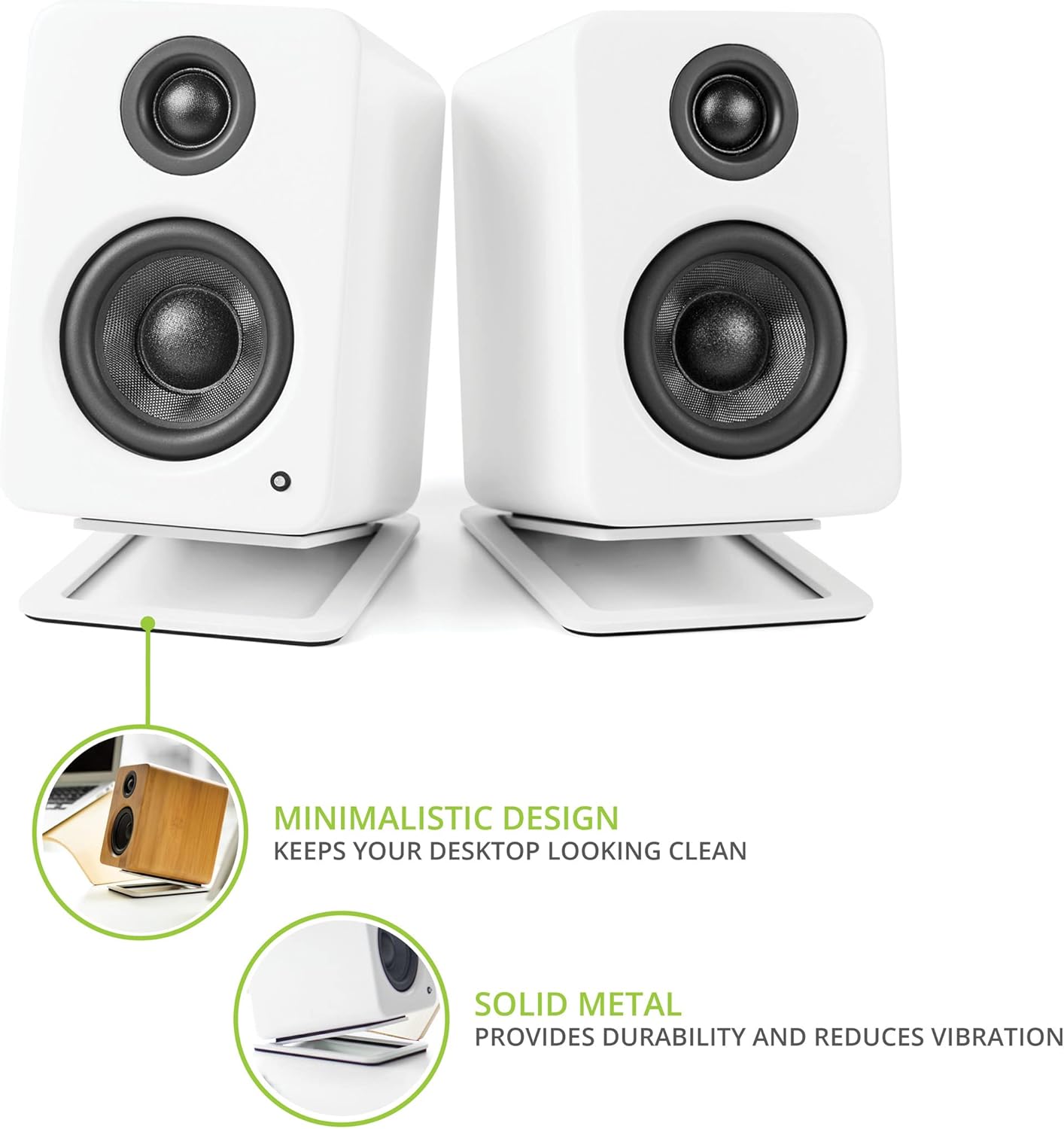 Kanto S2W – Soportes de altavoz de escritorio inclinados para altavoces pequeños y monitores de estudio compactos de 2 a 3 pulgadas  Soporta 6