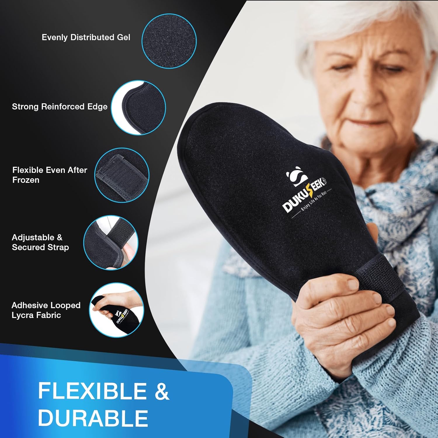 DUKUSEEK Guantes de hielo de mano para aliviar el dolor, guantes fríos para neuropatía de quimioterapia, guantes de hielo de gel para terapia fría y