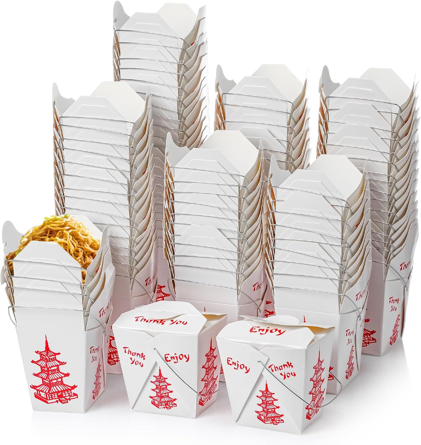 150 cajas chinas para llevar, pagoda, contenedor de comida para llevar, contenedores desechables chinos para comida china, cajas de comida china