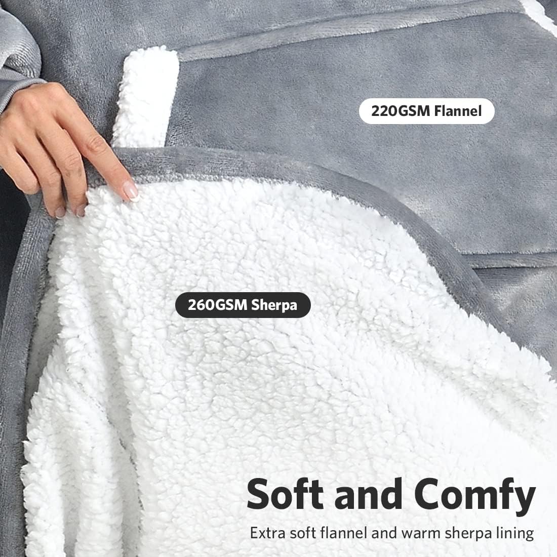 Manta con capucha para mujeresniñoshombres, manta de gran tamaño y acogedora sudadera con capucha con forro de sherpa