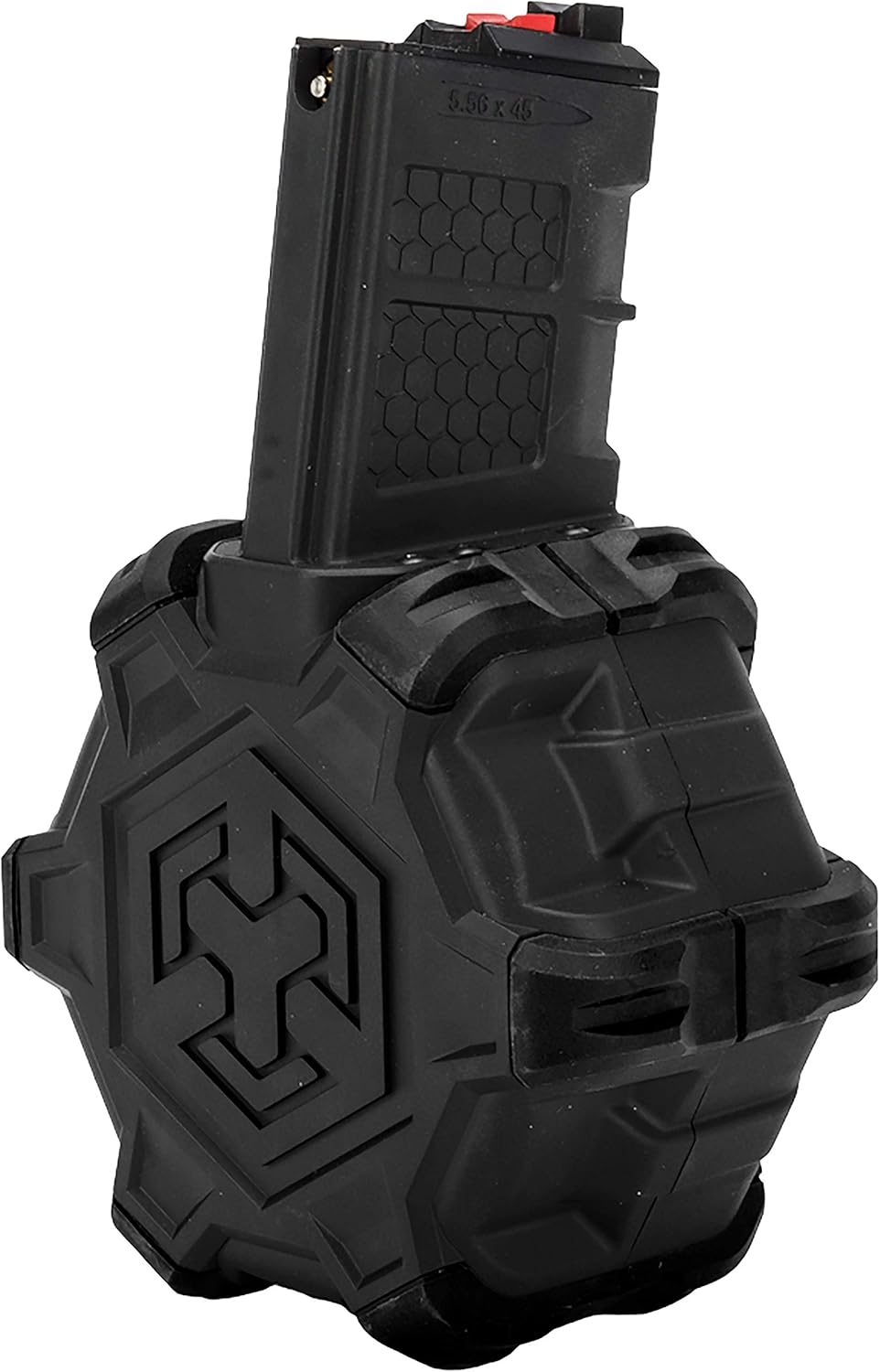 Evike Airsoft AW – Tambor personalizado Airsoft Mag para pistolas y rifles de aire comprimido de gas (modelo WE Open Cycling M4  Negro)