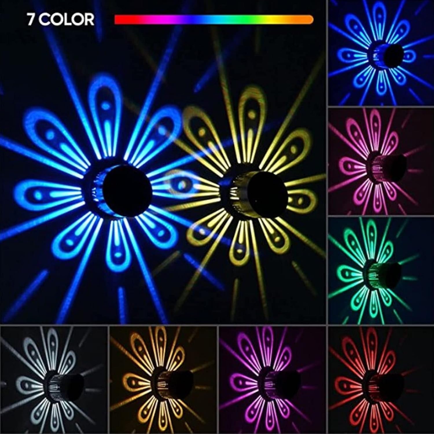2 luces solares para valla, luces solares de cubierta, luces LED impermeables IP67 para exteriores, patrón de carcasa elegante decorativo, poste de