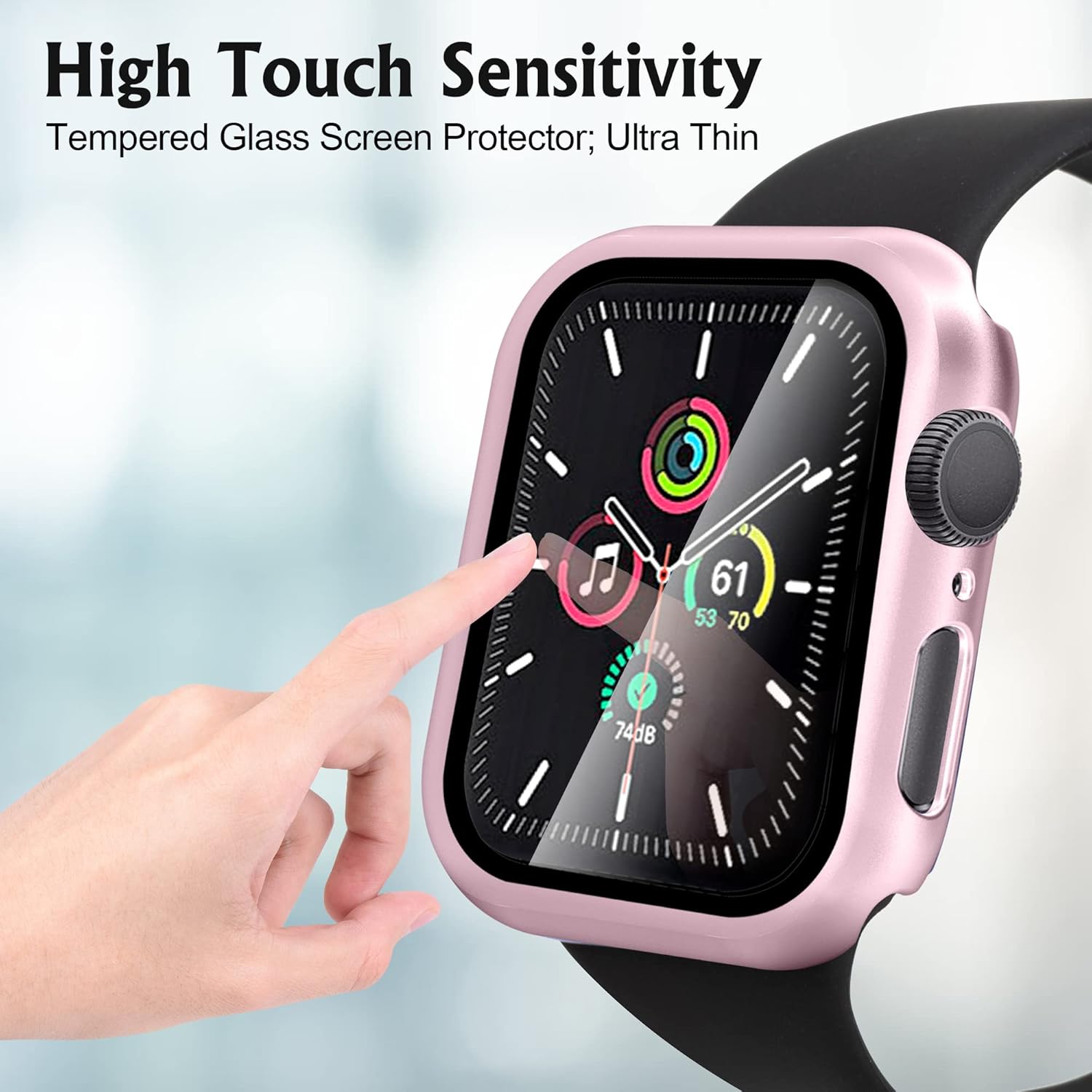 Arae Funda de reloj compatible con Apple Watch Series 6, 5, 4, SE de 1.732 pulgadas, 1.575 pulgadas, accesorios para mujeres y hombres con protector