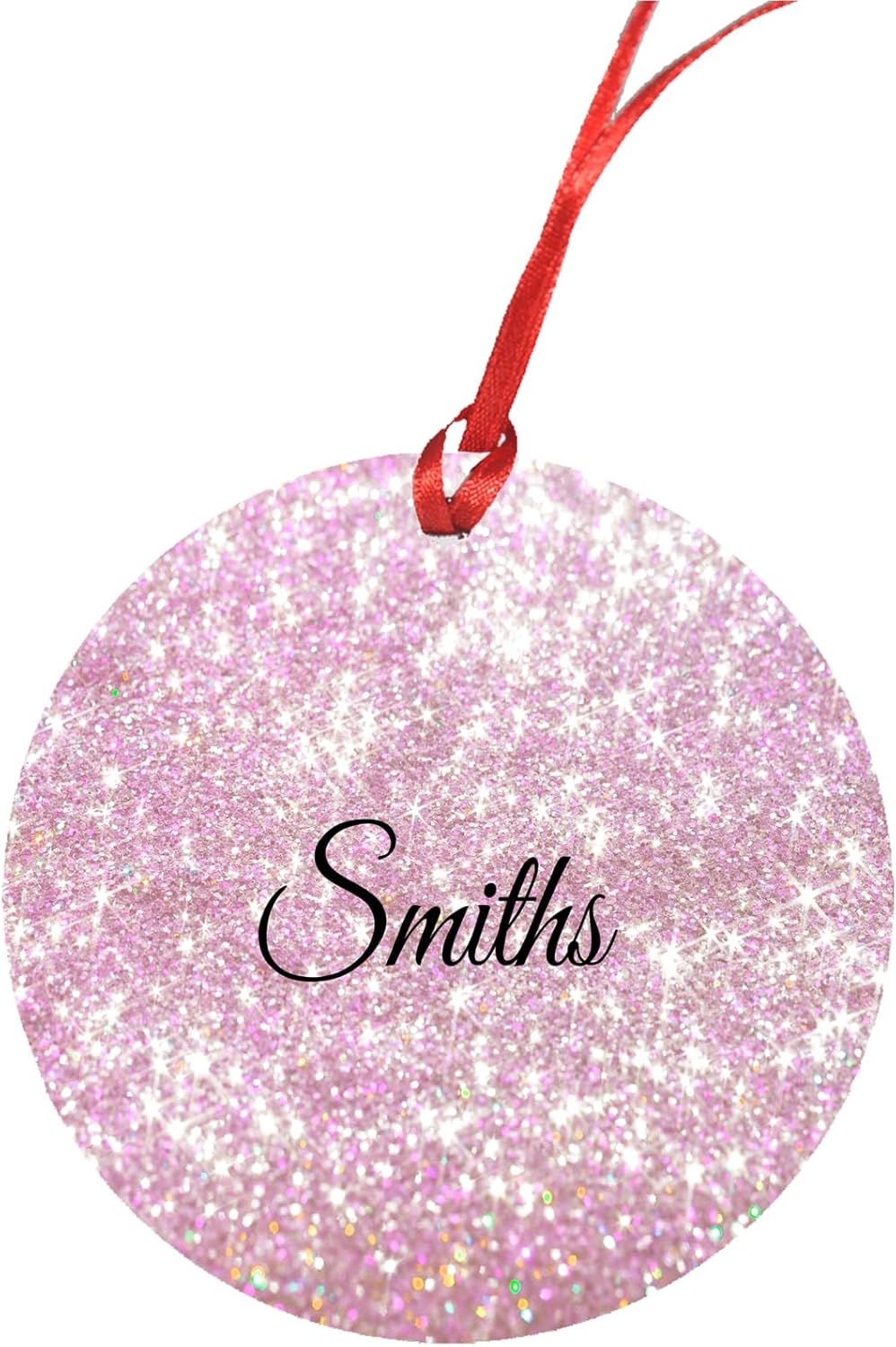 Adornos de Navidad personalizados con purpurina rosa, adornos personalizados para árbol de Navidad, divertidos adornos de Navidad 2023, decoración