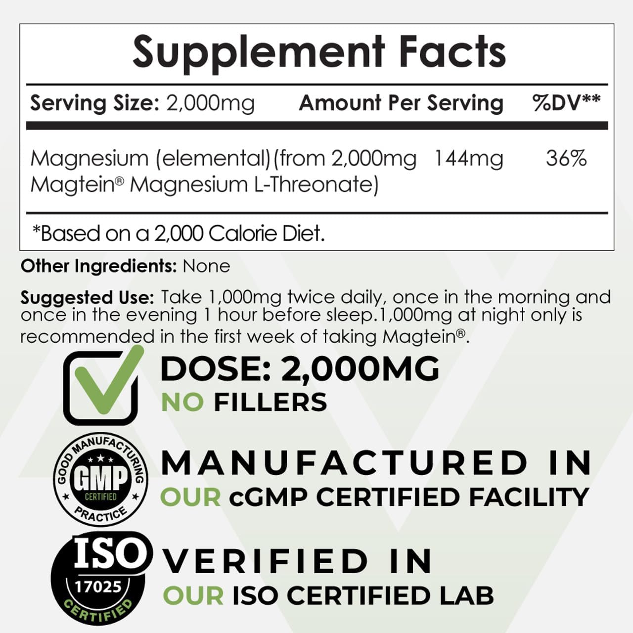 Nootropics Depot Magtein Magnesio L-treonato en polvo  4.23 oz  Suplemento mineral, natural  Apoya la función mitocondrial, función cognitiva