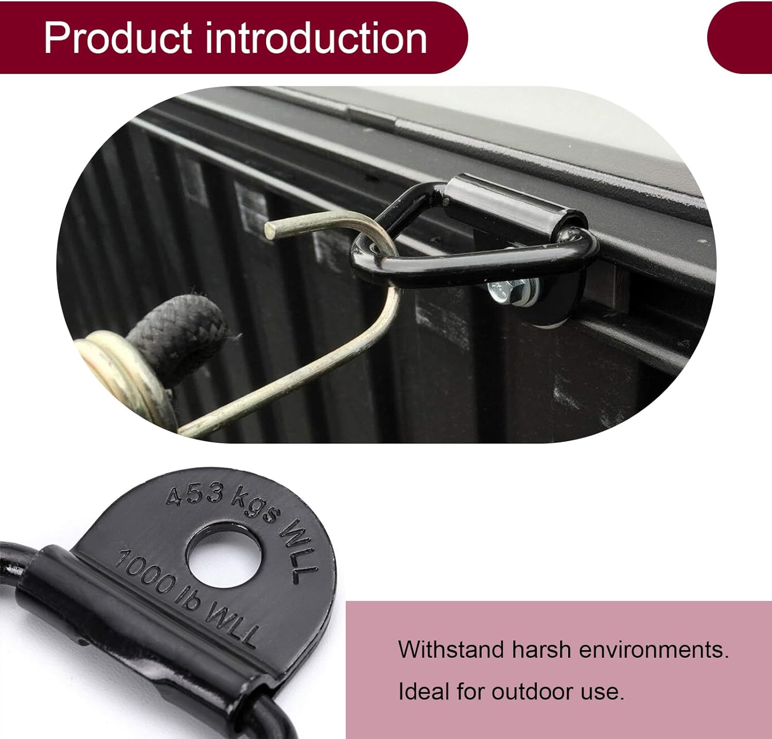 4 piezas de repuesto de anclaje de amarre con anillo en V para automóvil, accesorios de anclaje de amarre resistentes de 2.3 x 2.2 pulgadas,