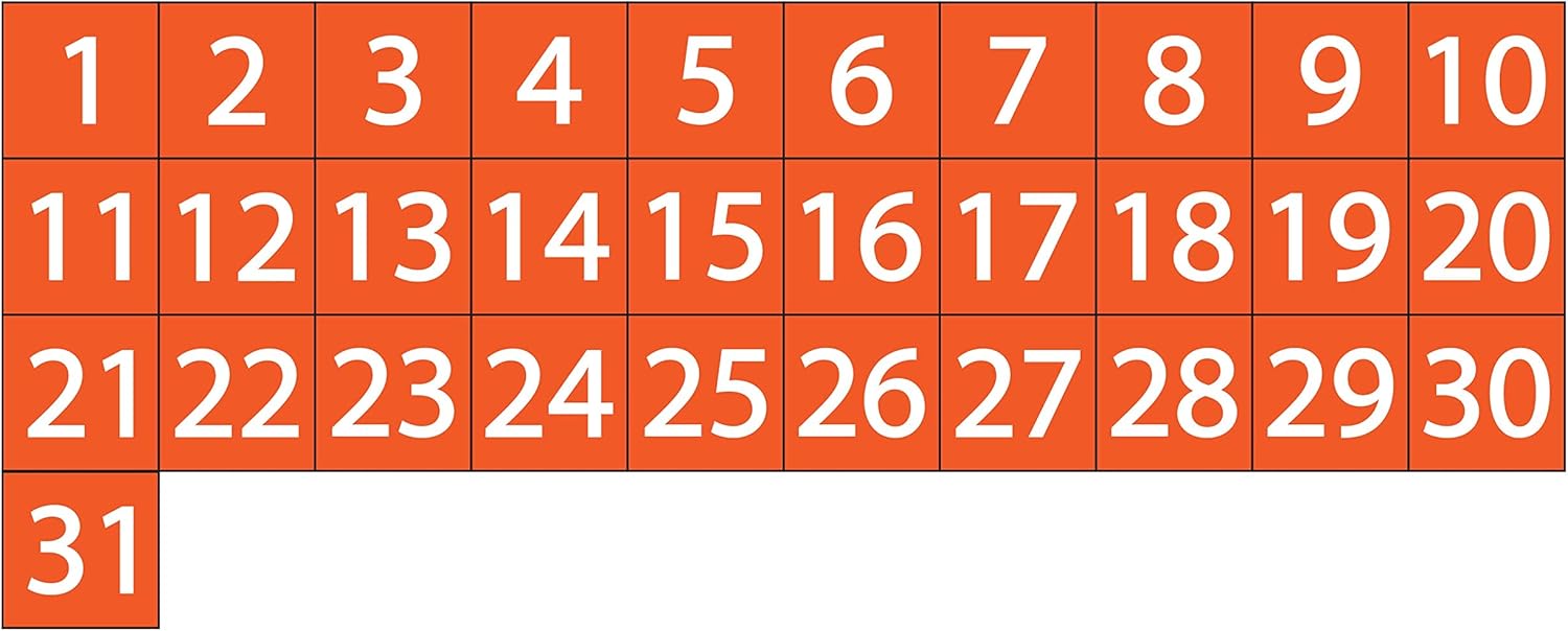 Imanes de fecha y calendario (naranja tostado, 0.5 x 0.5 pulgadas)