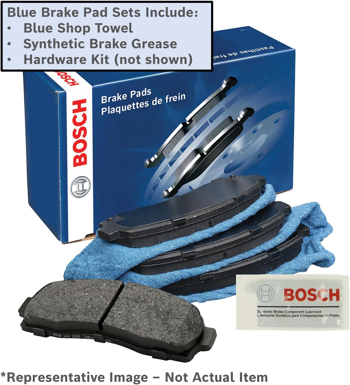 Bosch BE1384H Blue – Juego de pastillas de freno de disco con accesorios, eje delantero