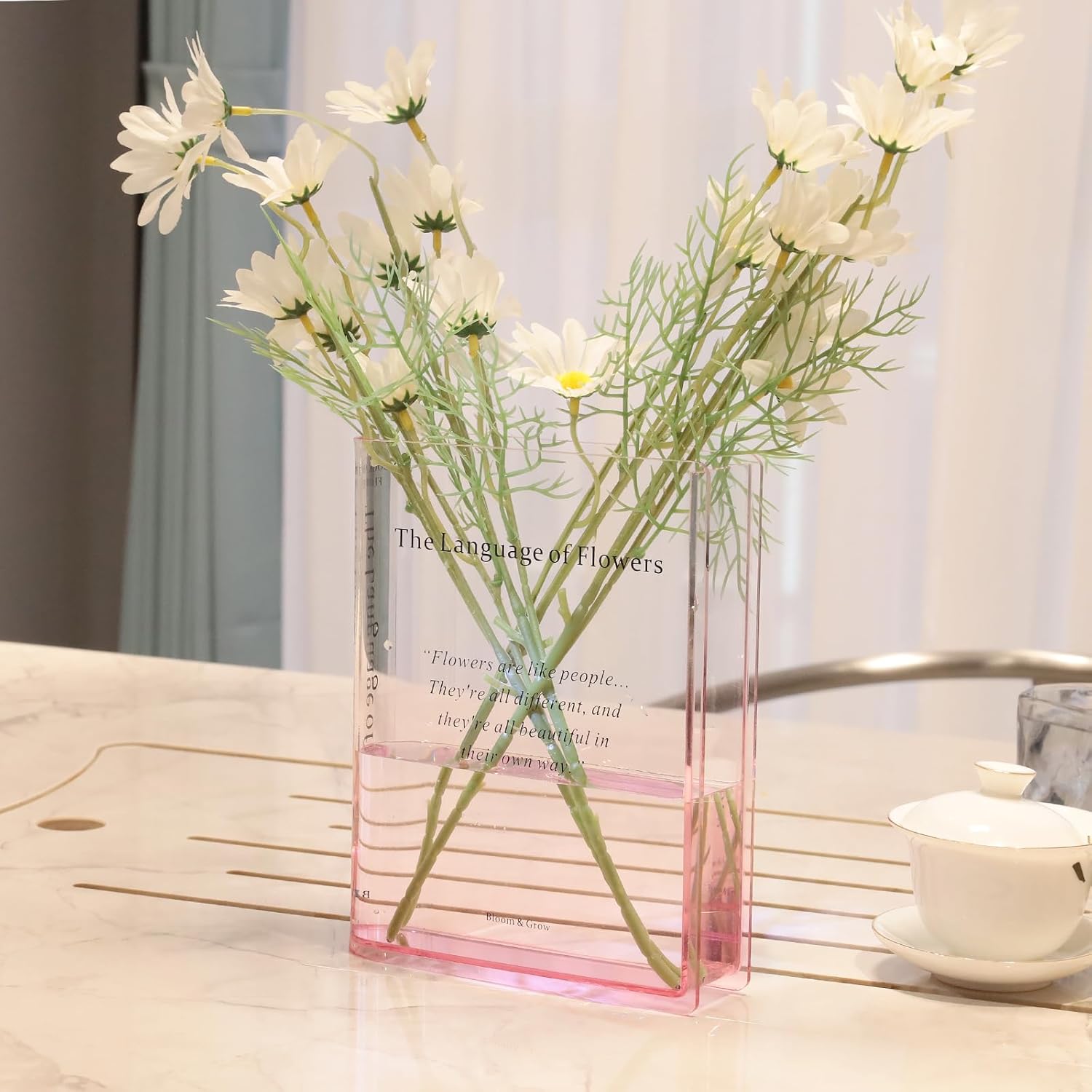 Florero de libro para decoración del hogar, diseño artístico y cultural, florero acrílico transparente decorativo para el hogar y la oficina,