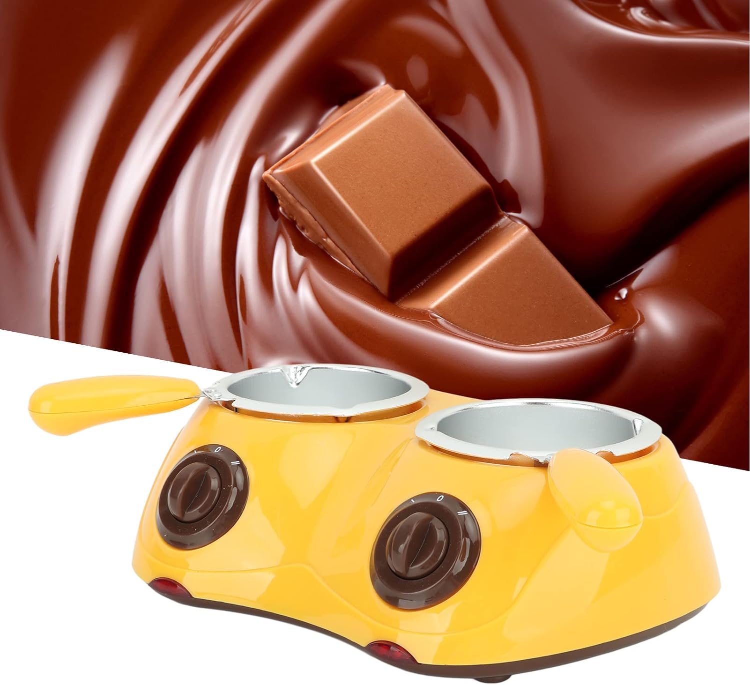 Olla para derretir chocolate, fondue de chocolate eléctrico portátil simple para mantequilla (amarillo)