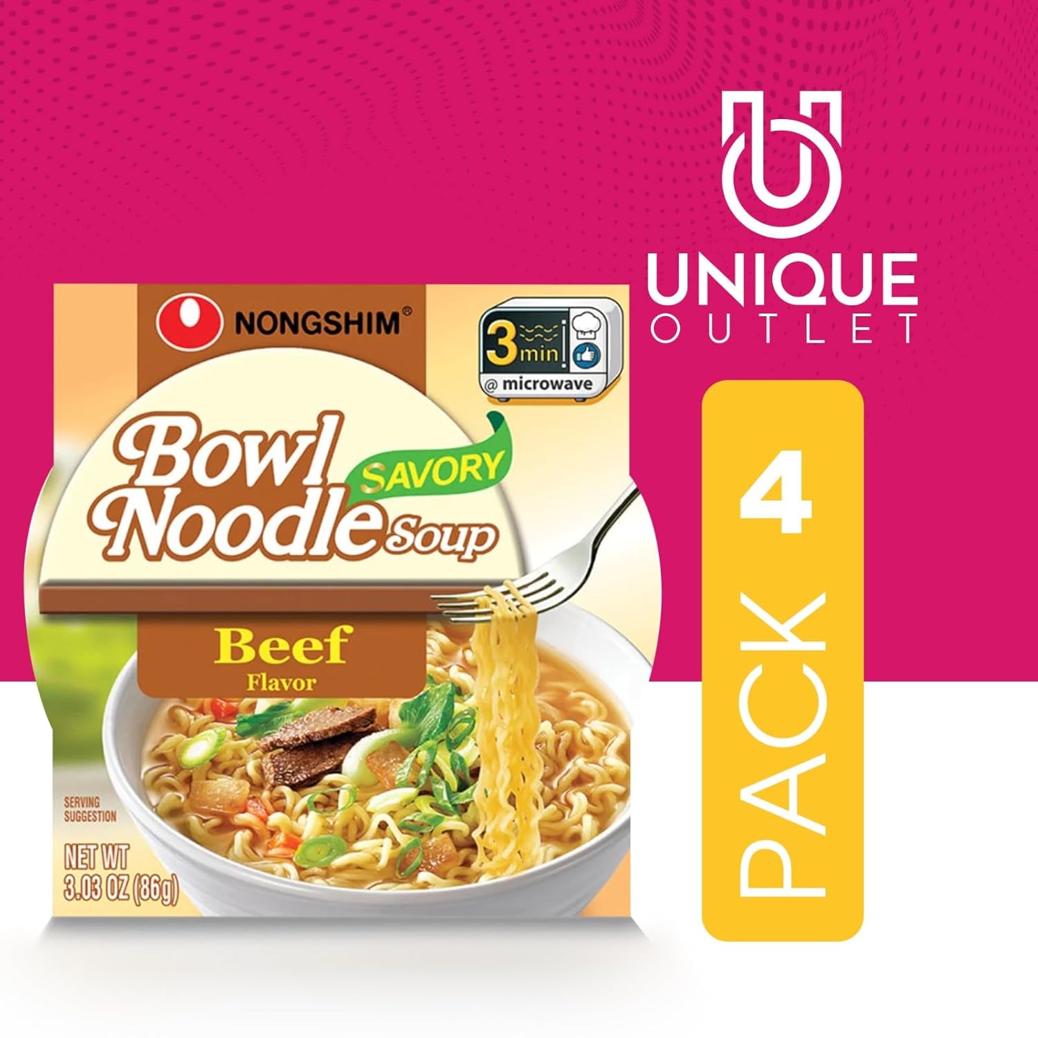 Nongshim Unique Outlet – Paquete de 24 cuencos para sopa Ramyun Ramen de sabores surtidos, 3.03 onzas