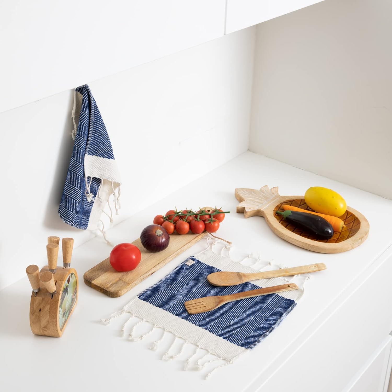 SMYRNA TURKISH COTTON Juego de 4 paños de cocina de la serie Herringbone, 100% algodón, de 15 x 26 pulgadas, lavables a máquina, suaves,