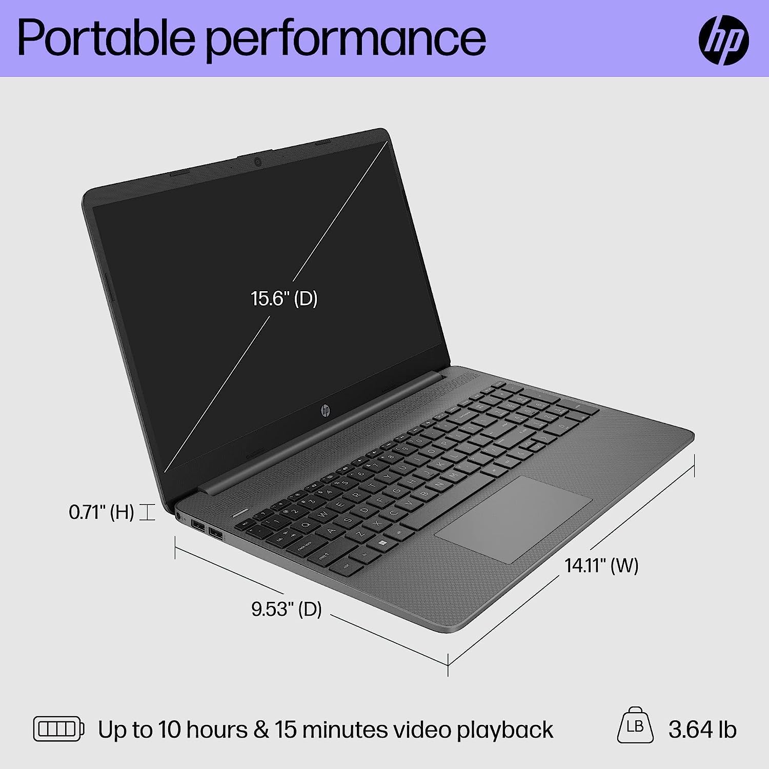 HP Portátil esencial, pantalla FHD de 15.6 pulgadas, procesador Intel Core i3-1215U, 20 GB de RAM, SSD de 1 TB, cámara web, Wi-Fi 6, HDMI, Windows