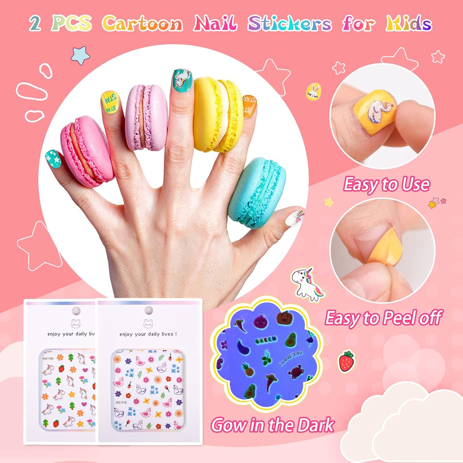 wakaniya Esmalte de uñas para niños, juego de esmalte de uñas para niñas, 12 colores arcoíris, kit de esmalte de uñas para niños pequeños con