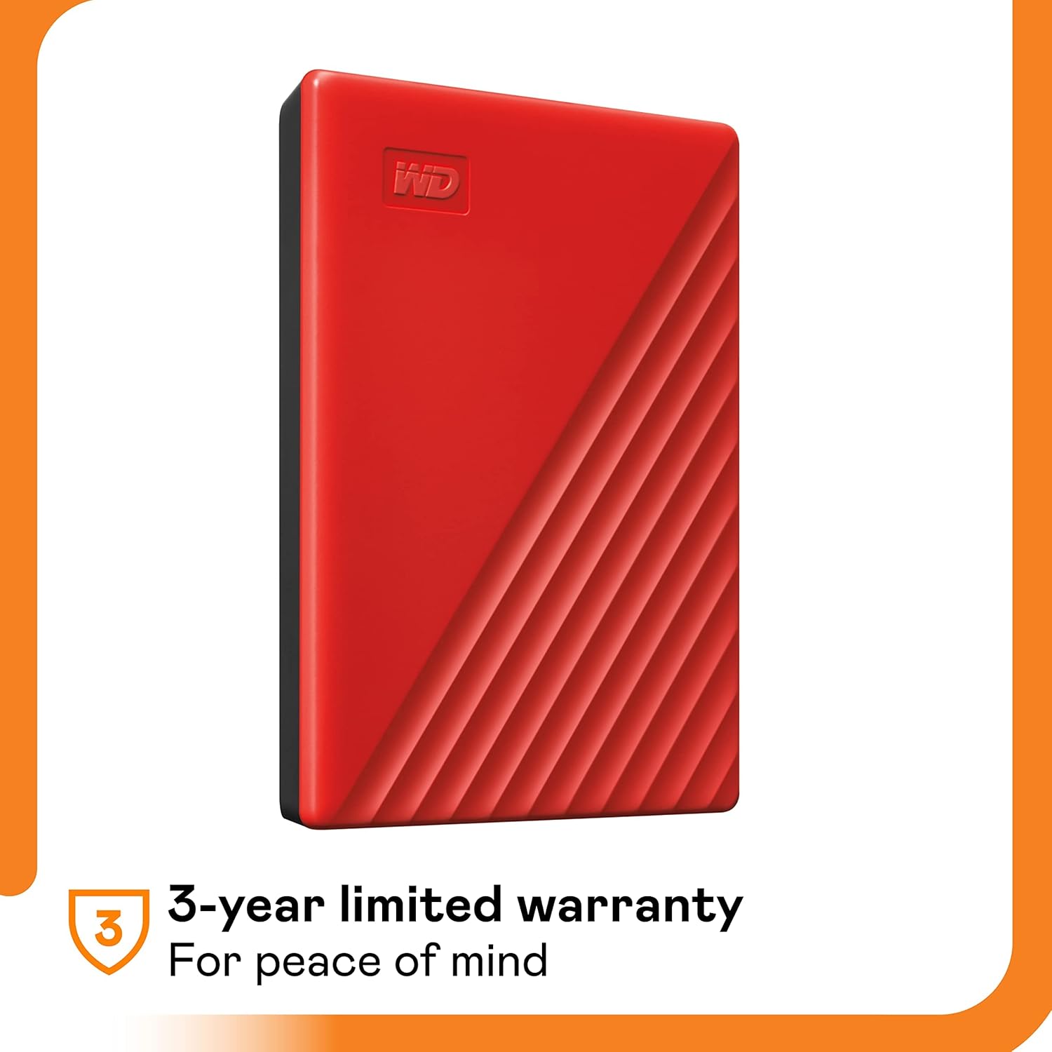 Western Digital Disco duro externo portátil de 1TB My Passport con protección con contraseña y software de respaldo automático, rojo – Western