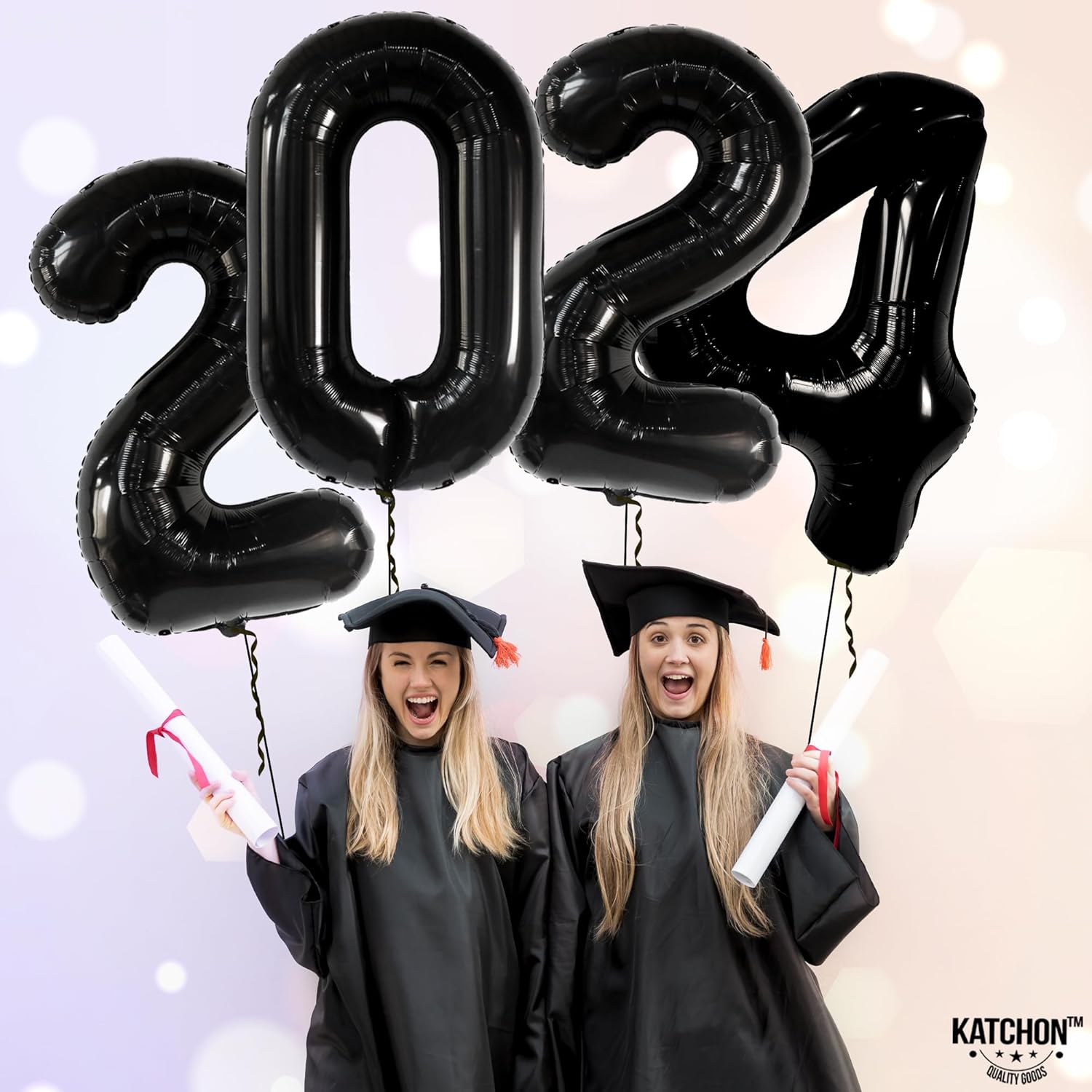 KatchOn, Globos negros de graduación 2024, grandes, 50 pulgadas, números de globos negros 2024 para decoraciones de graduación negras, globos de