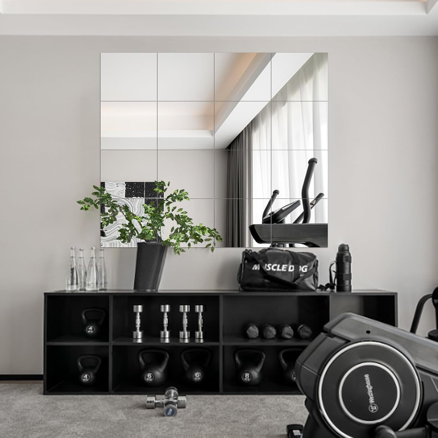FOLUVUR Espejo de gimnasio en casa de 14 x 12 pulgadas, espejo de pared de vidrio de longitud completa, espejo de puerta, espejo de pared de cuerpo