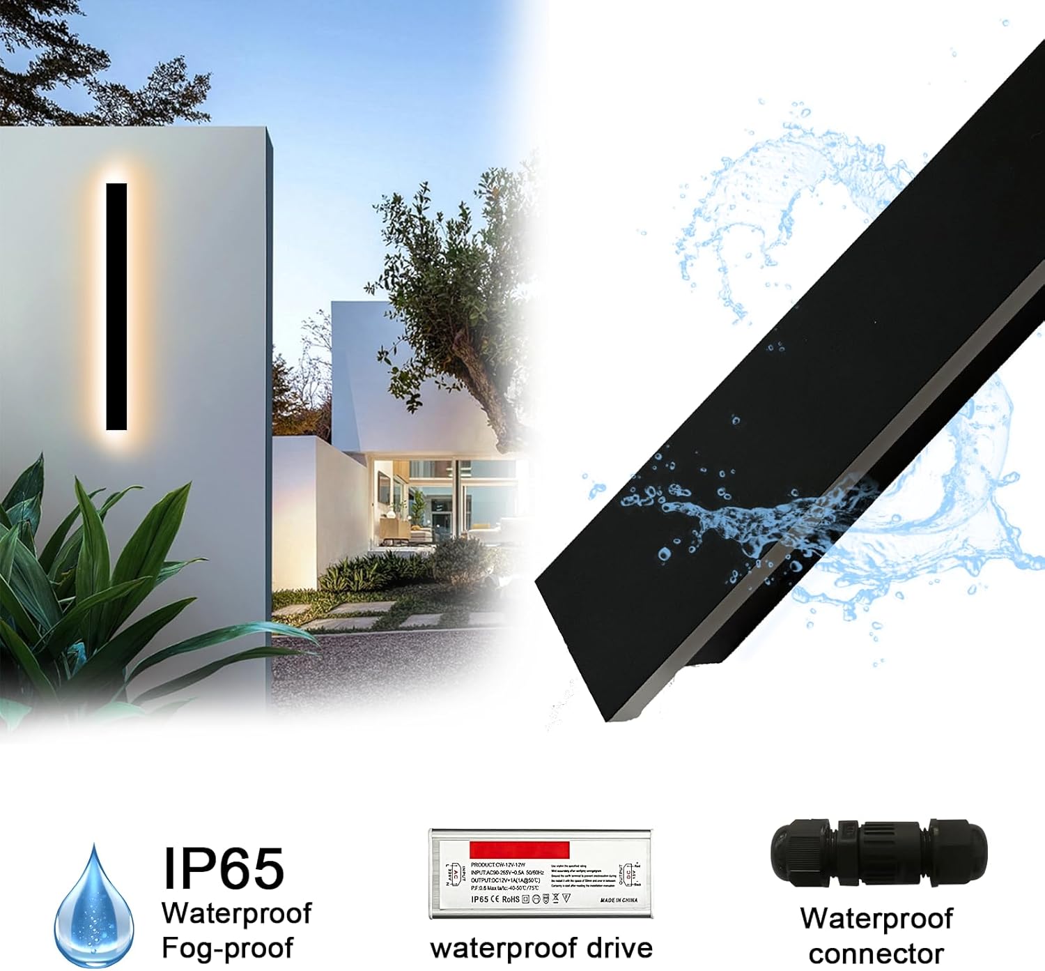 SJIGUANGZ Luces de pared modernas para exteriores de 39 pulgadas, 3000K-6000K, aplique de pared para exteriores regulable con control remoto, IP65