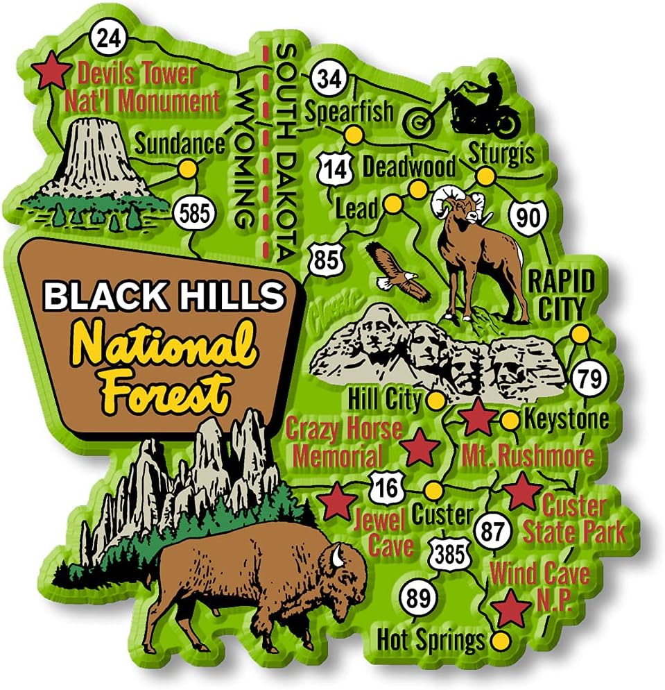 Black Hills – Juego de 6 imanes de Classic Magnets, recuerdos coleccionables fabricados en los Estados Unidos