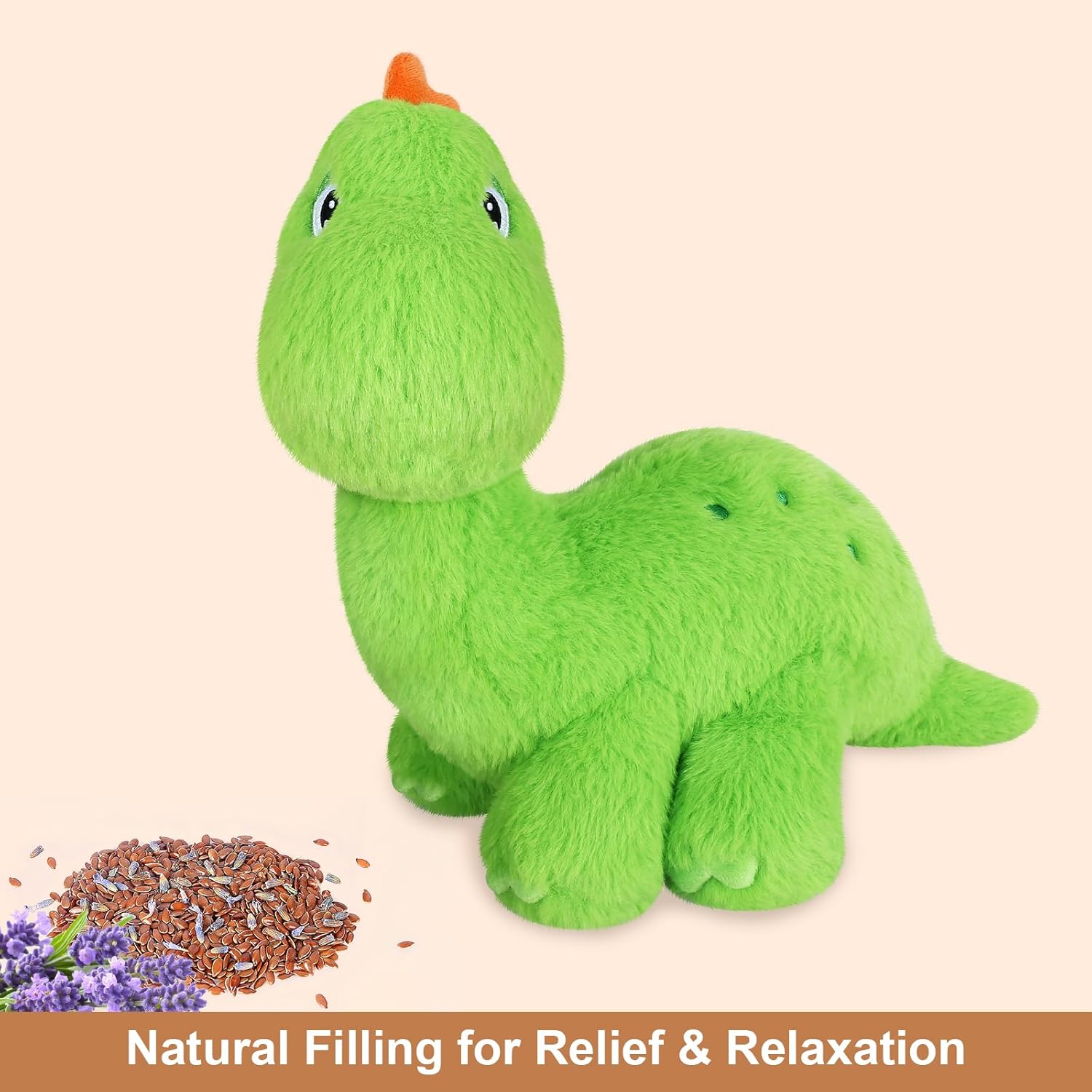 Peluche de dinosaurio braquiosaurio calentable y refrigerable, animal de peluche de dinosaurio para microondas con aroma a lavanda, almohadilla