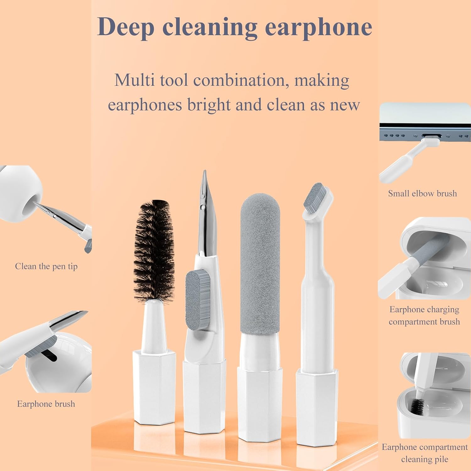 Kit de limpieza de cámara 20 en 1, pequeños accesorios multiherramienta con plumero de computadora, removedor de teclas de teclado, aerosol al