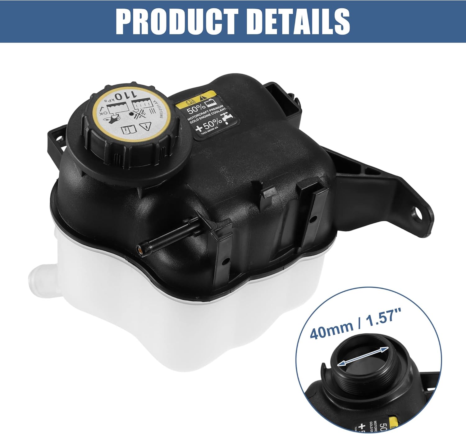 X AUTOHAUX 1 juego de depósito de tanque de botella de desbordamiento de líquido refrigerante con tapa para Ford Explorer 2011-2019 Taurus 2008-2019