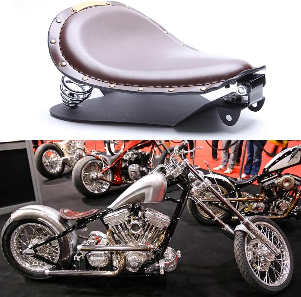 Asiento individual de motocicleta marrón para Sportster XL 1200 883 48 Dyna Chopper Bobber y más
