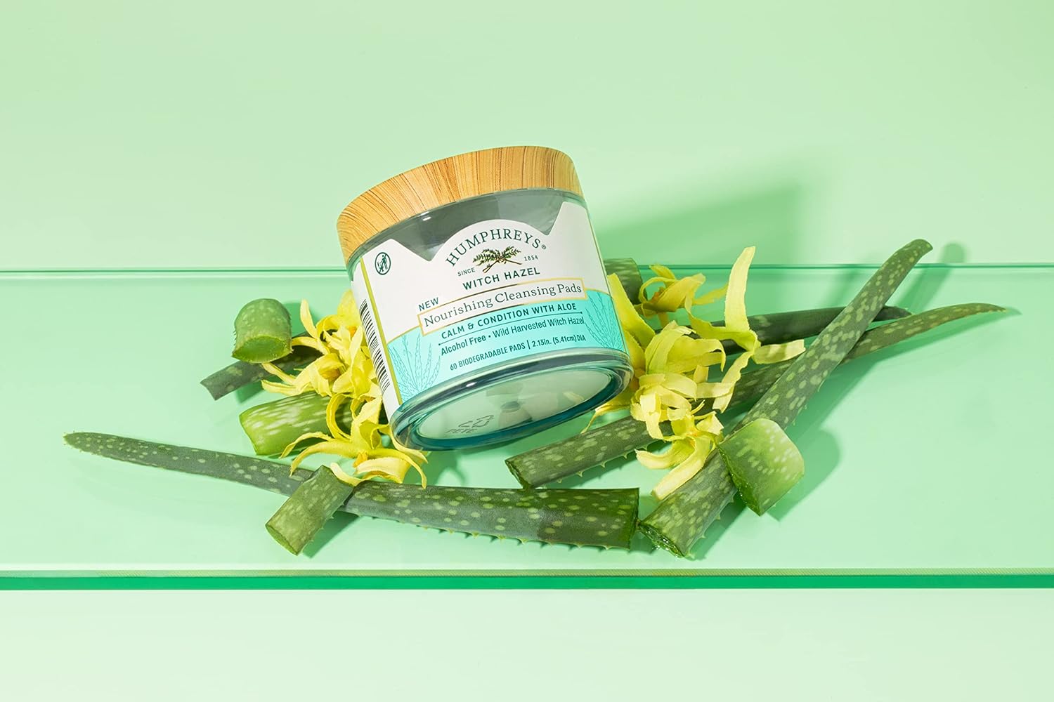 Humphreys Almohadillas de limpieza nutritivas de hamamelis con aloe, sin alcohol