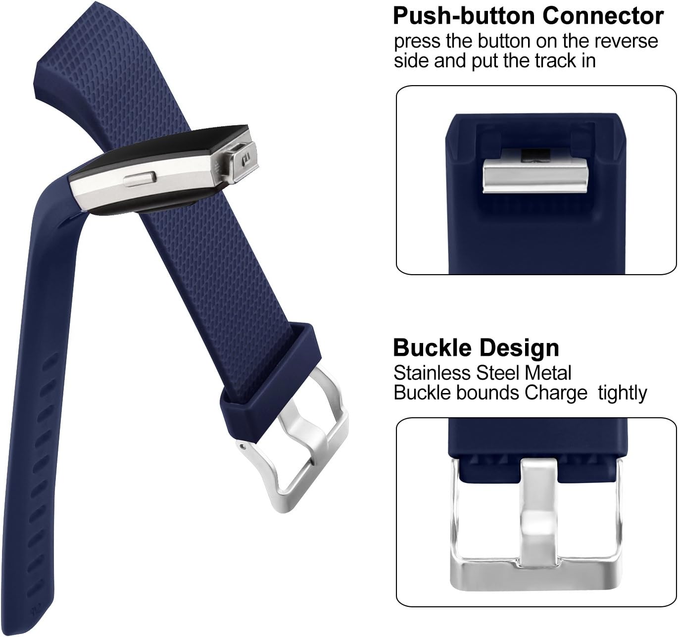 Tobfit Bandas deportivas compatibles con Fitbit Charge 2, paquete de 4, pulseras de repuesto para mujeres y hombres, pequeñasgrandes