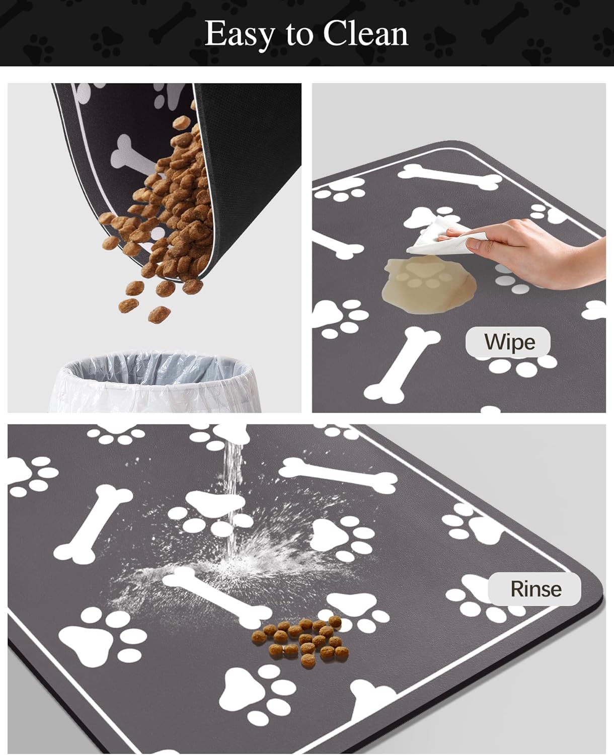 Tapete de absorción rápida para comida de mascotas, fácil de limpiar, para alimentos y agua, no mancha, tapete para proteger el suelo, tapete